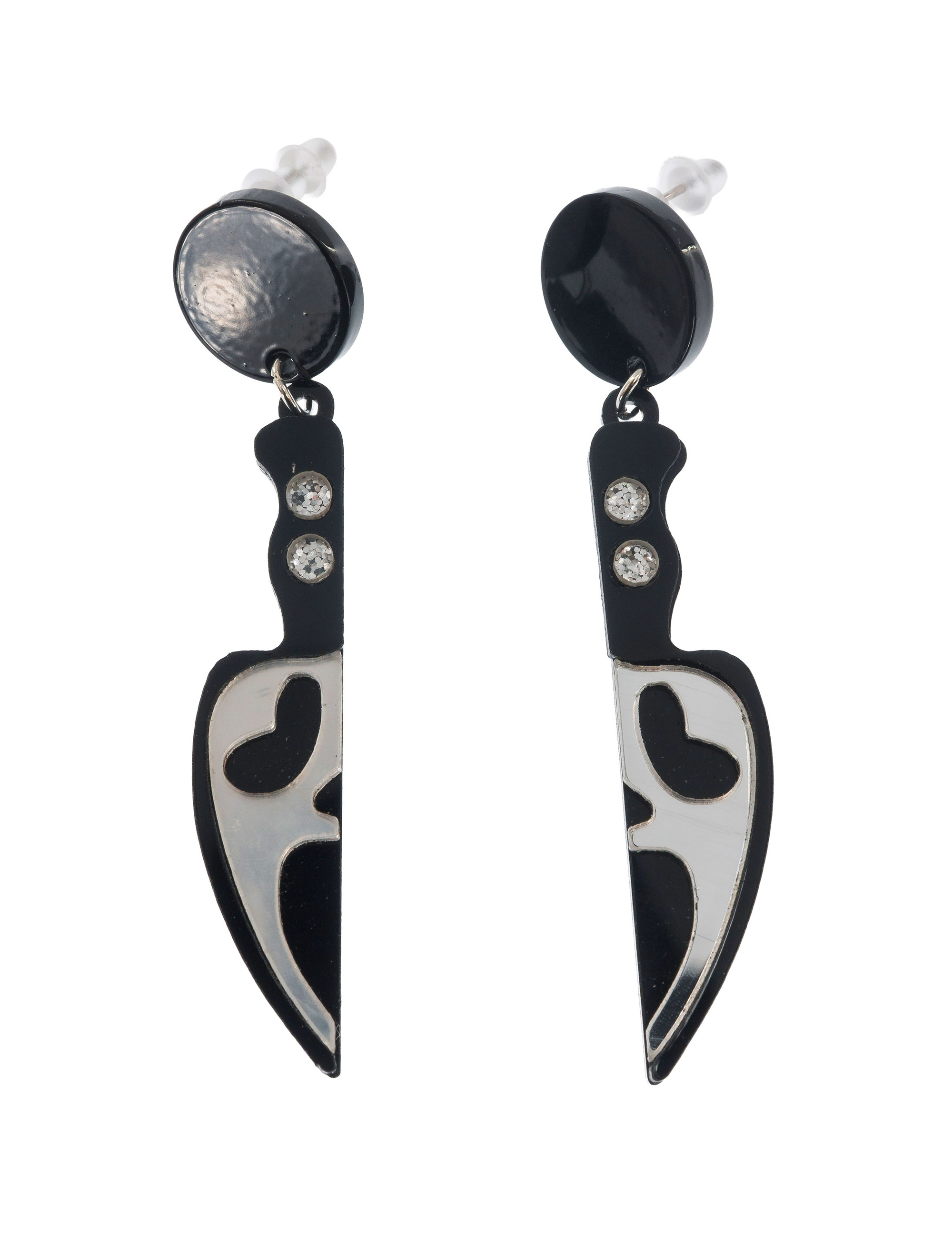 Ohrstecker Messer Maske Schrei schwarz/silber
