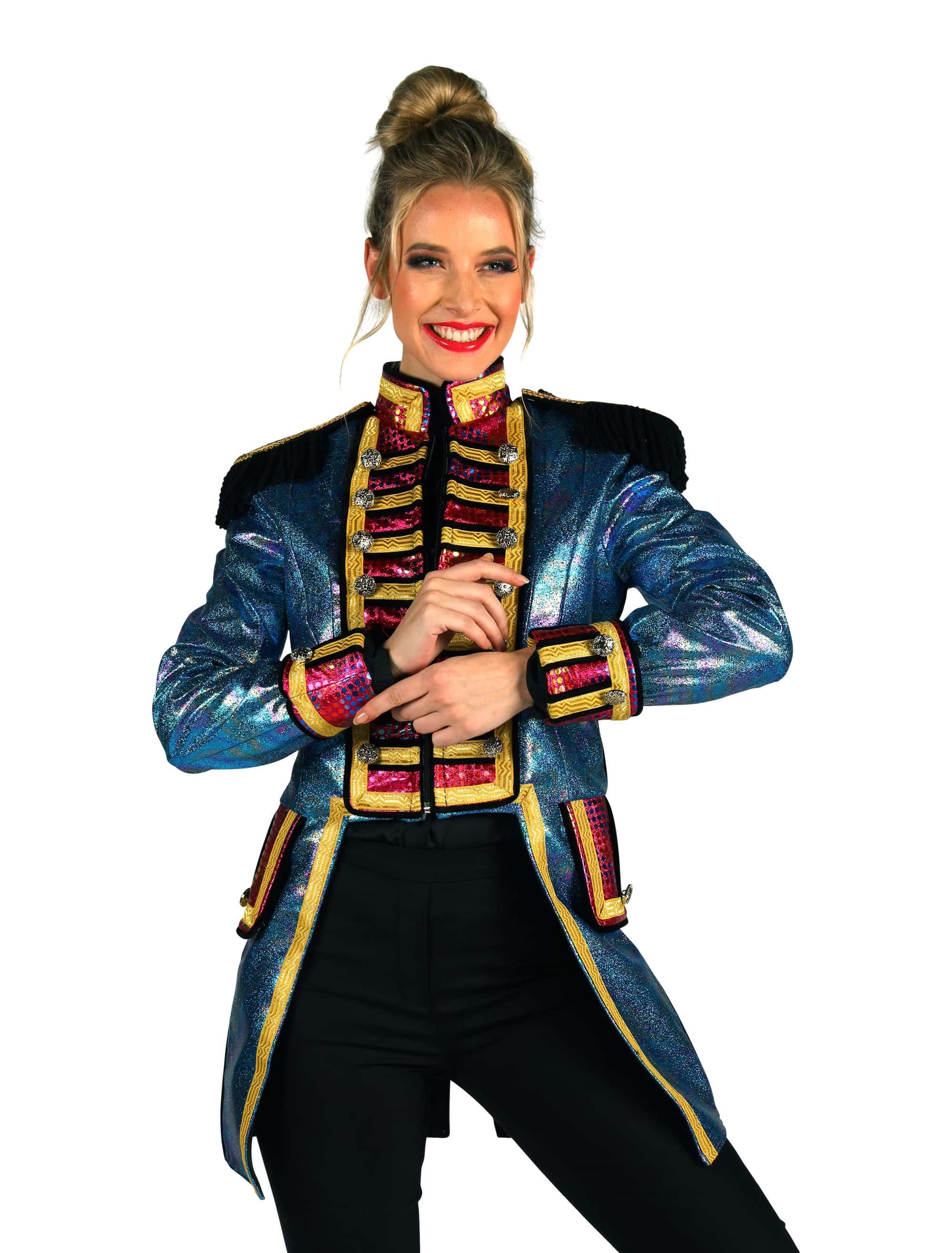 Jacke Zirkusdirektorin metallic Damen türkis L
