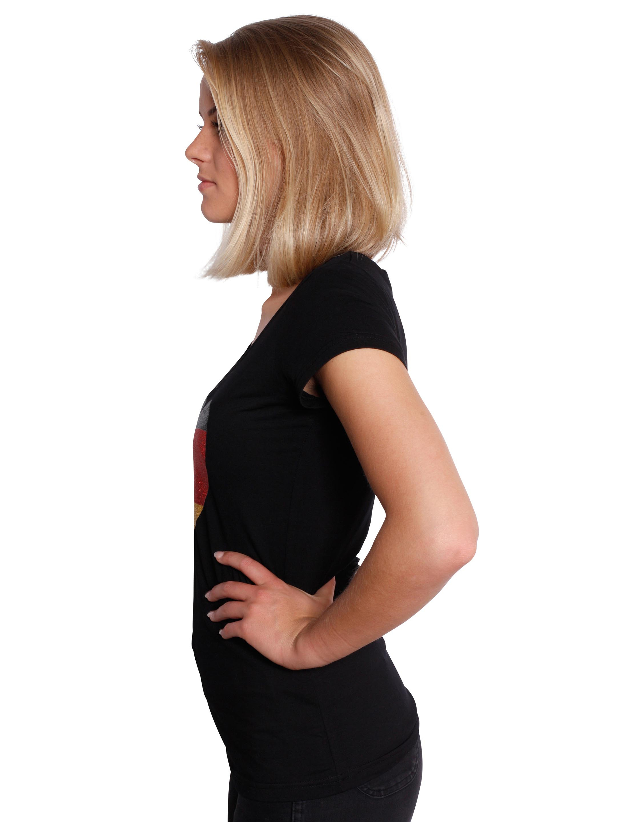 T-Shirt Deutschland Herz Damen schwarz XL