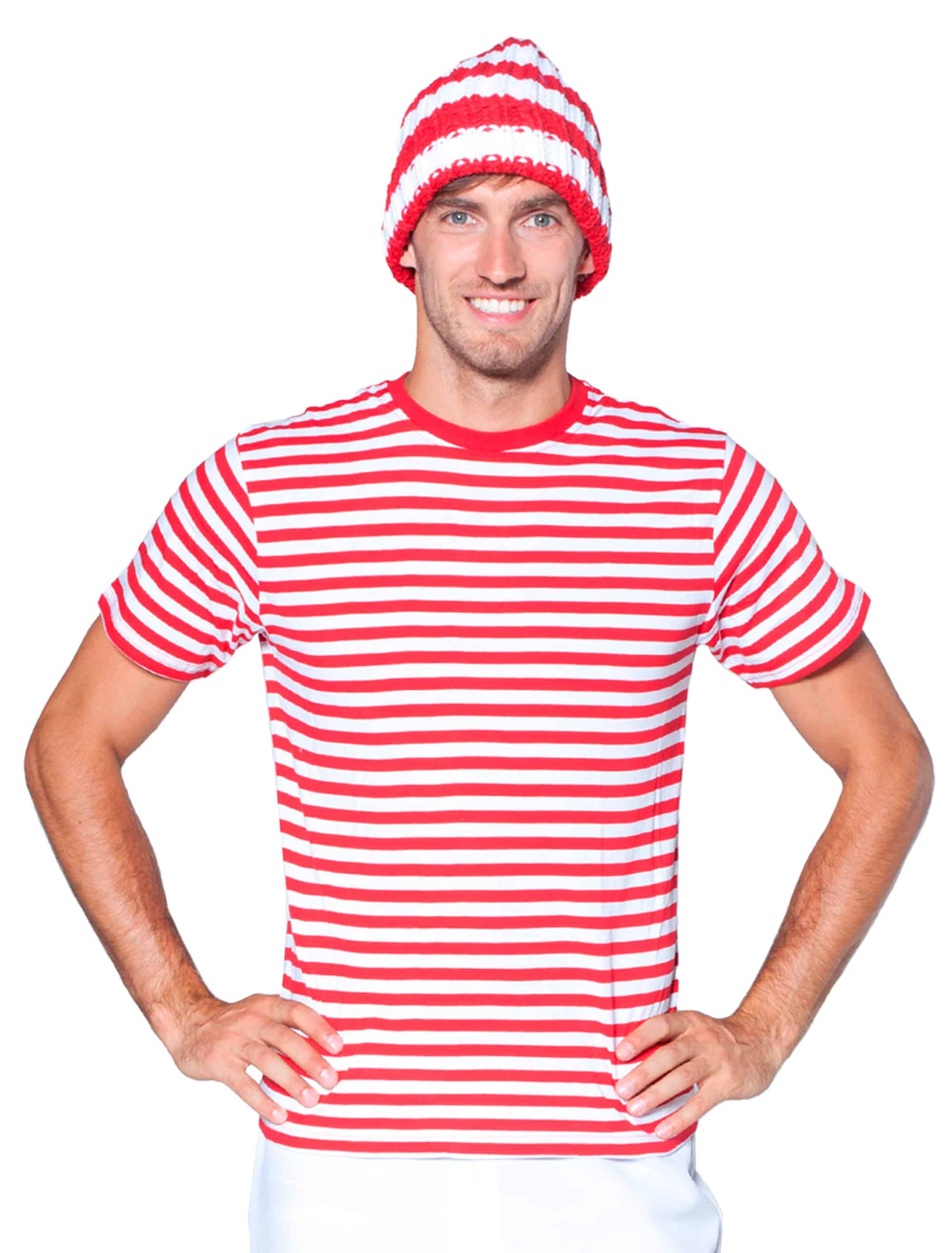 Ringelpulli kurzarm Unisex rot/weiß XS