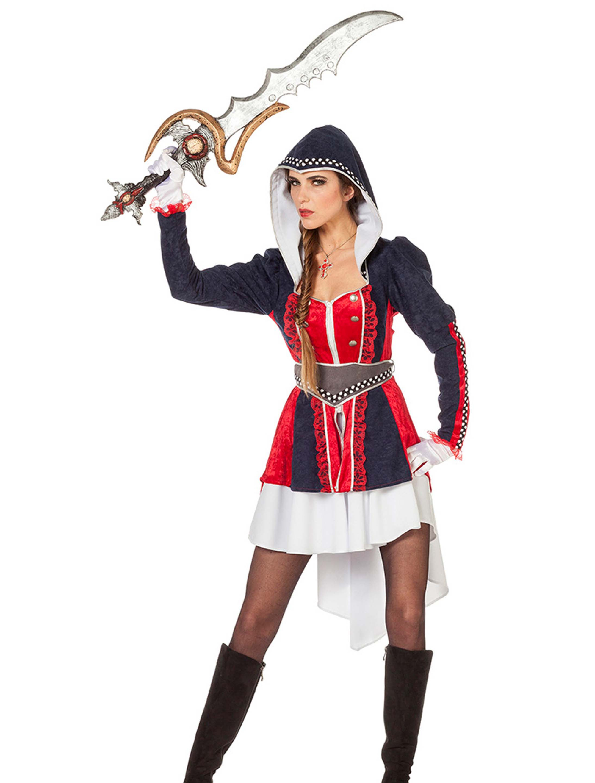 Kleid Assassinin 3-teilig Damen blau/rot 46