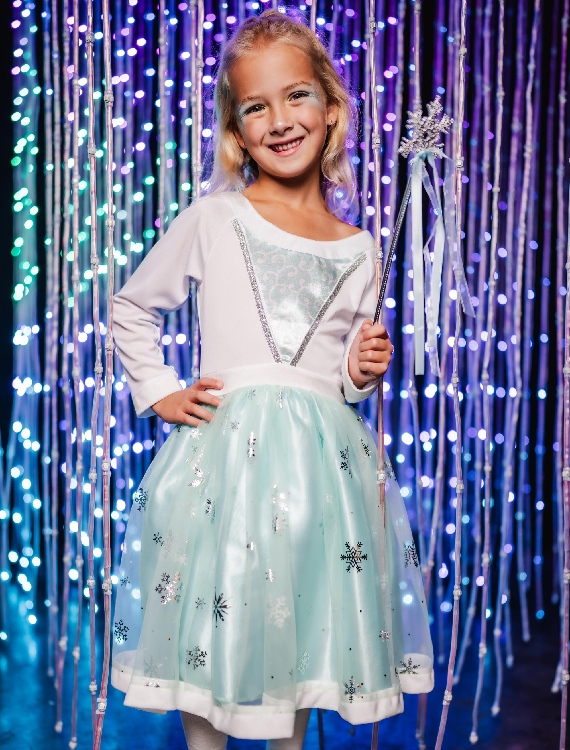 Kleid Eisprinzessin Kinder türkis/weiß 140