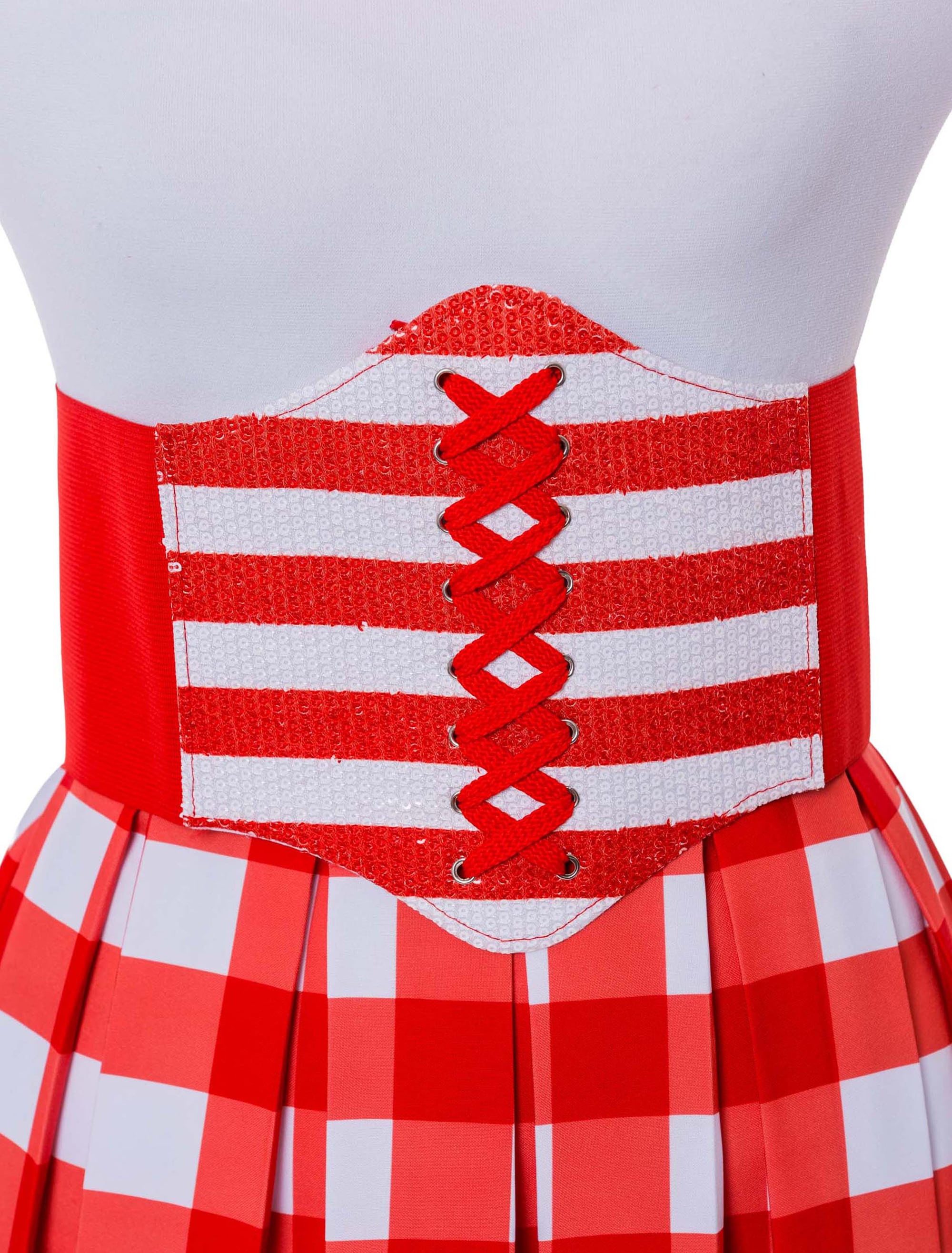 Korsettgürtel mit Pailletten Damen rot/weiß one size