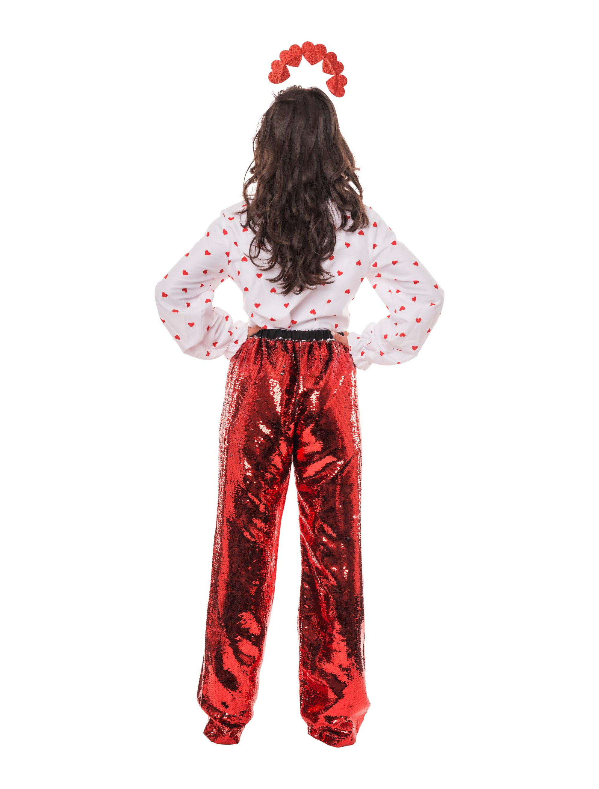Hose Pailletten rot/silber S/M