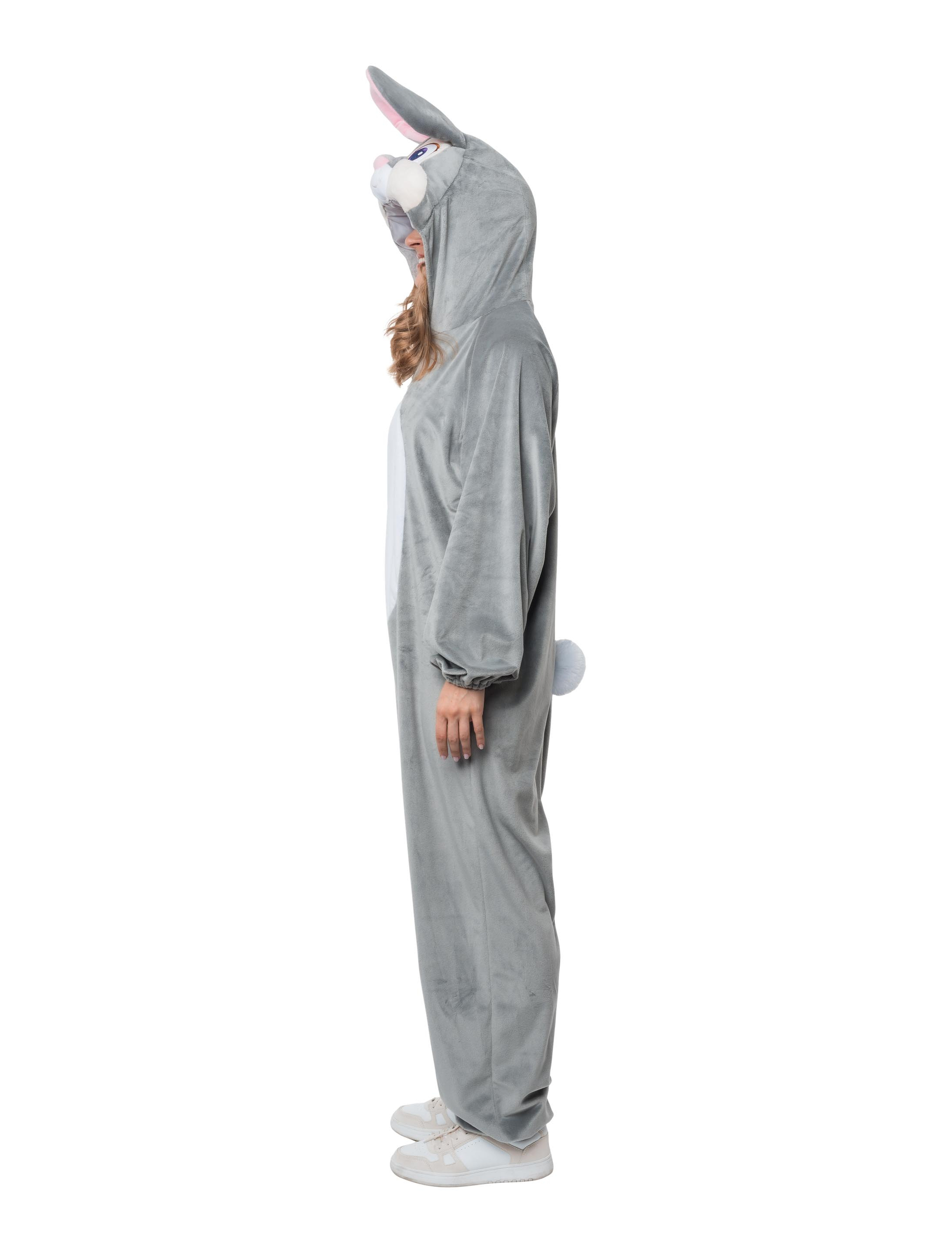 Overall Hase Plüsch grau S/M