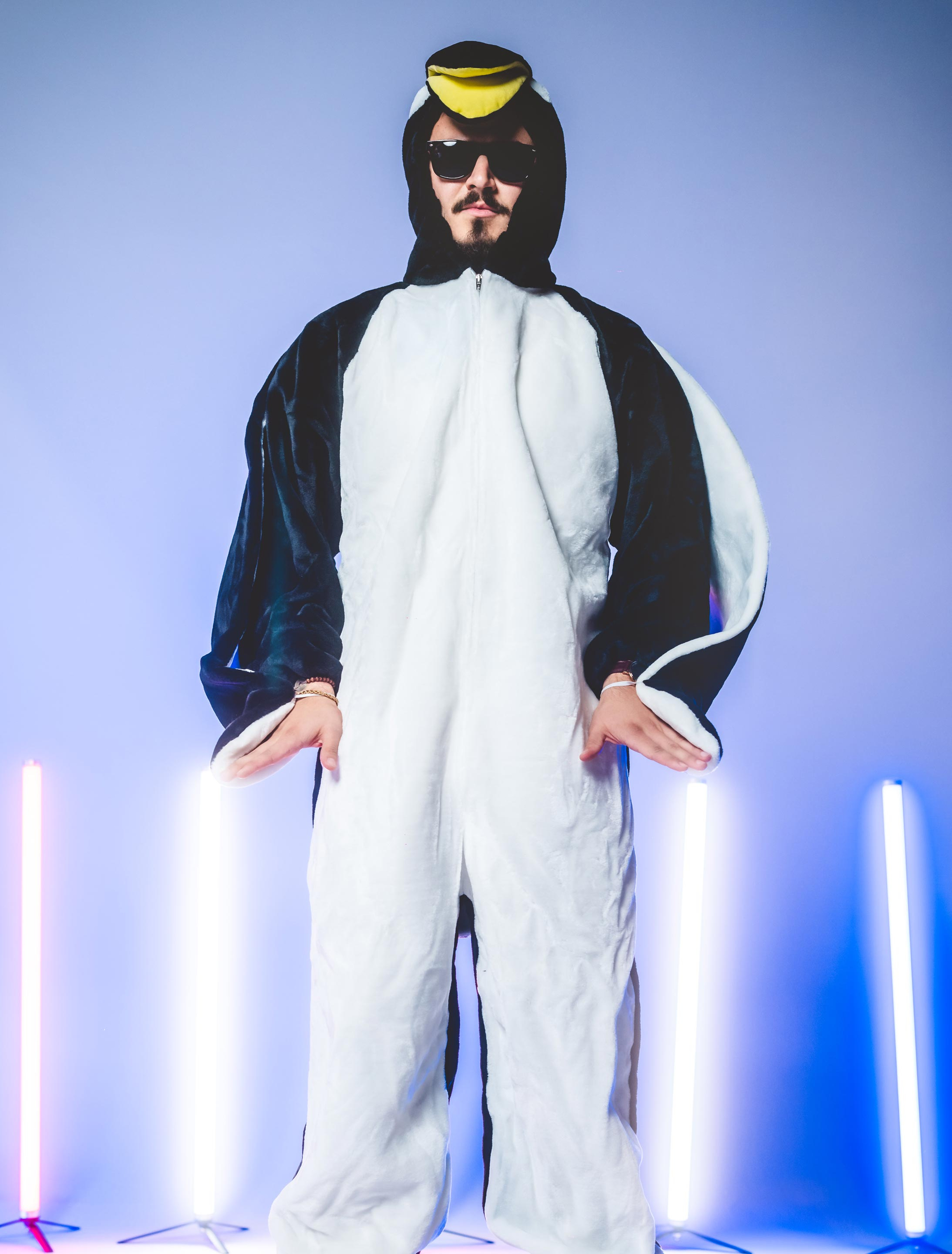 Overall Plüsch Pinguin Herren schwarz/weiß 50-52
