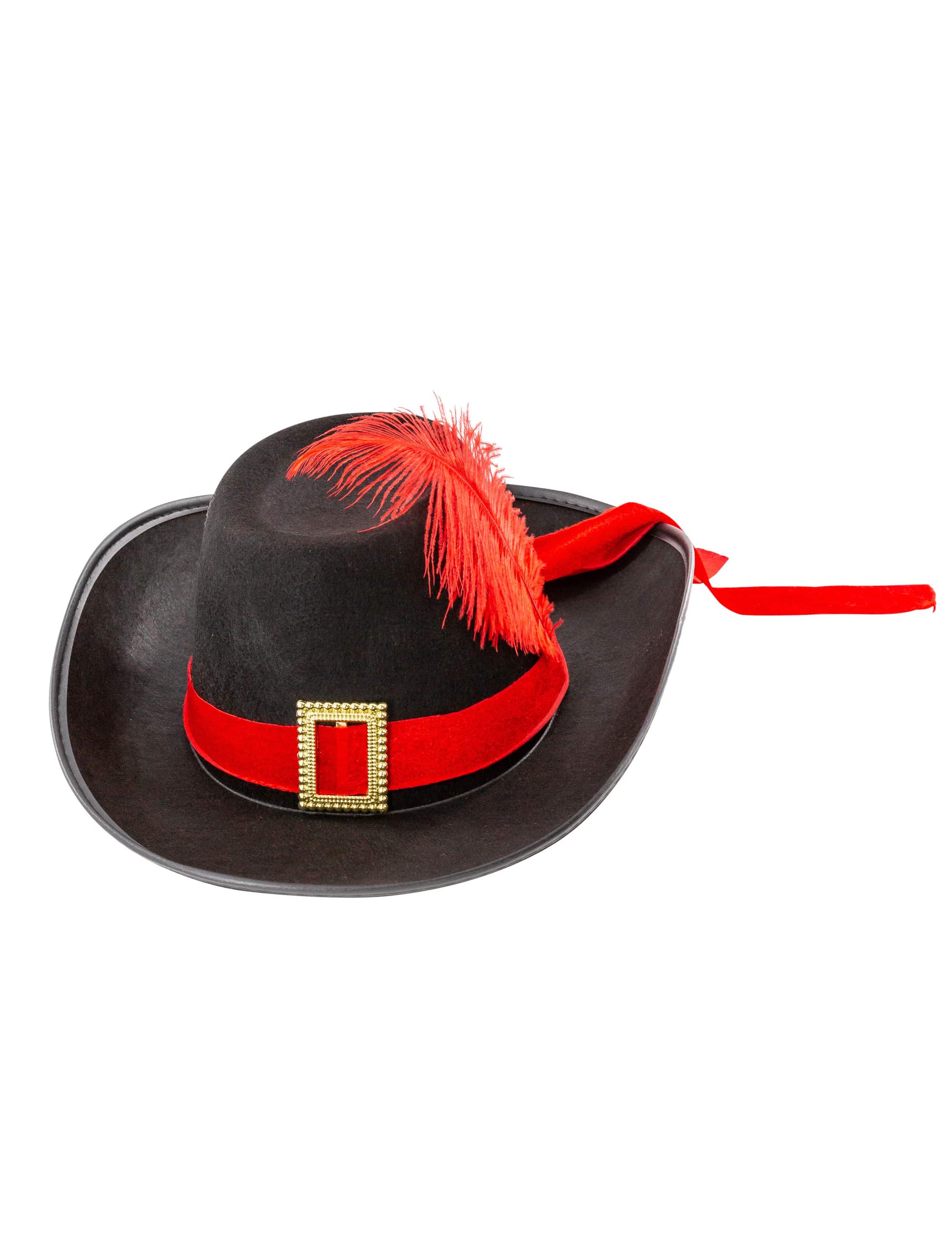 Hut Musketier mit Feder rot/schwarz 59