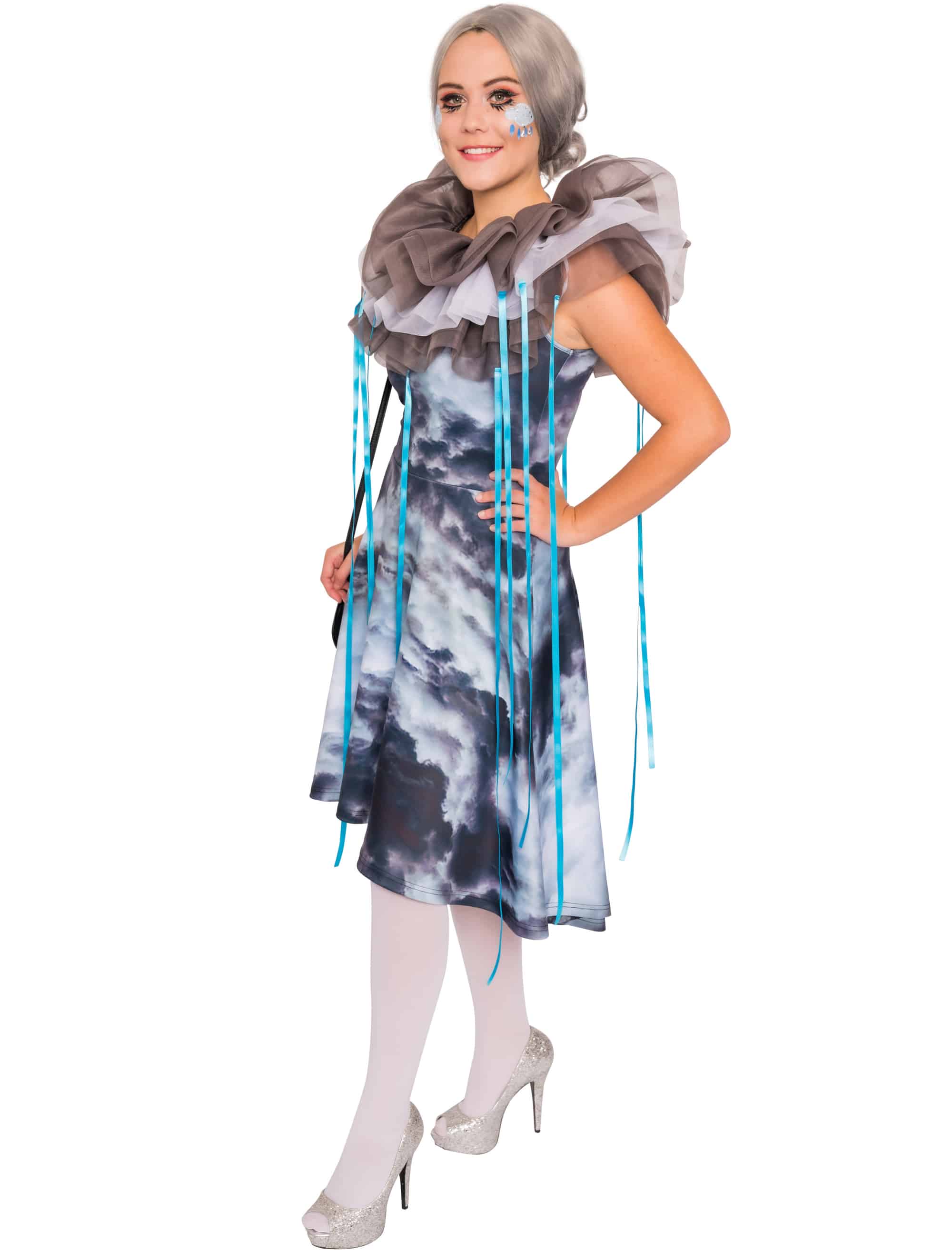 Kleid Wolken Damen blau/grau S