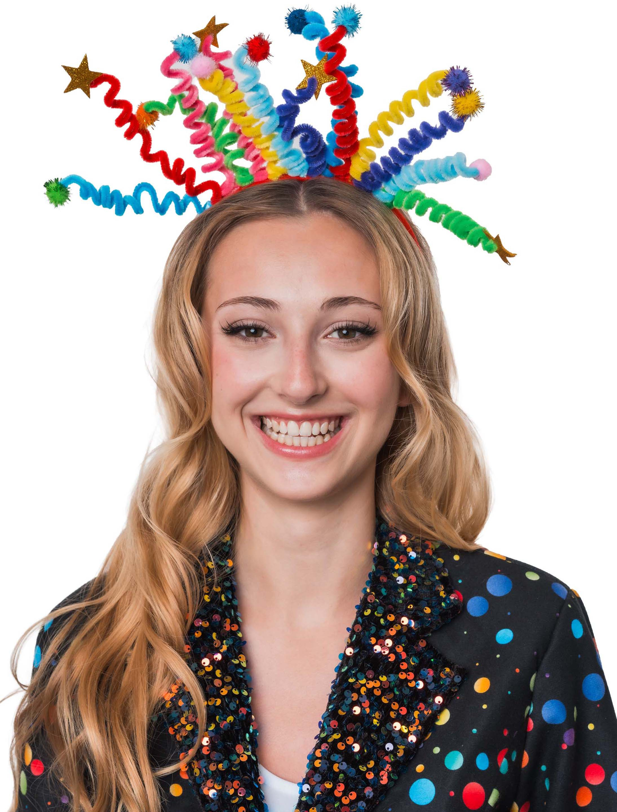 Haarreif Spiralen mit Sternen bunt