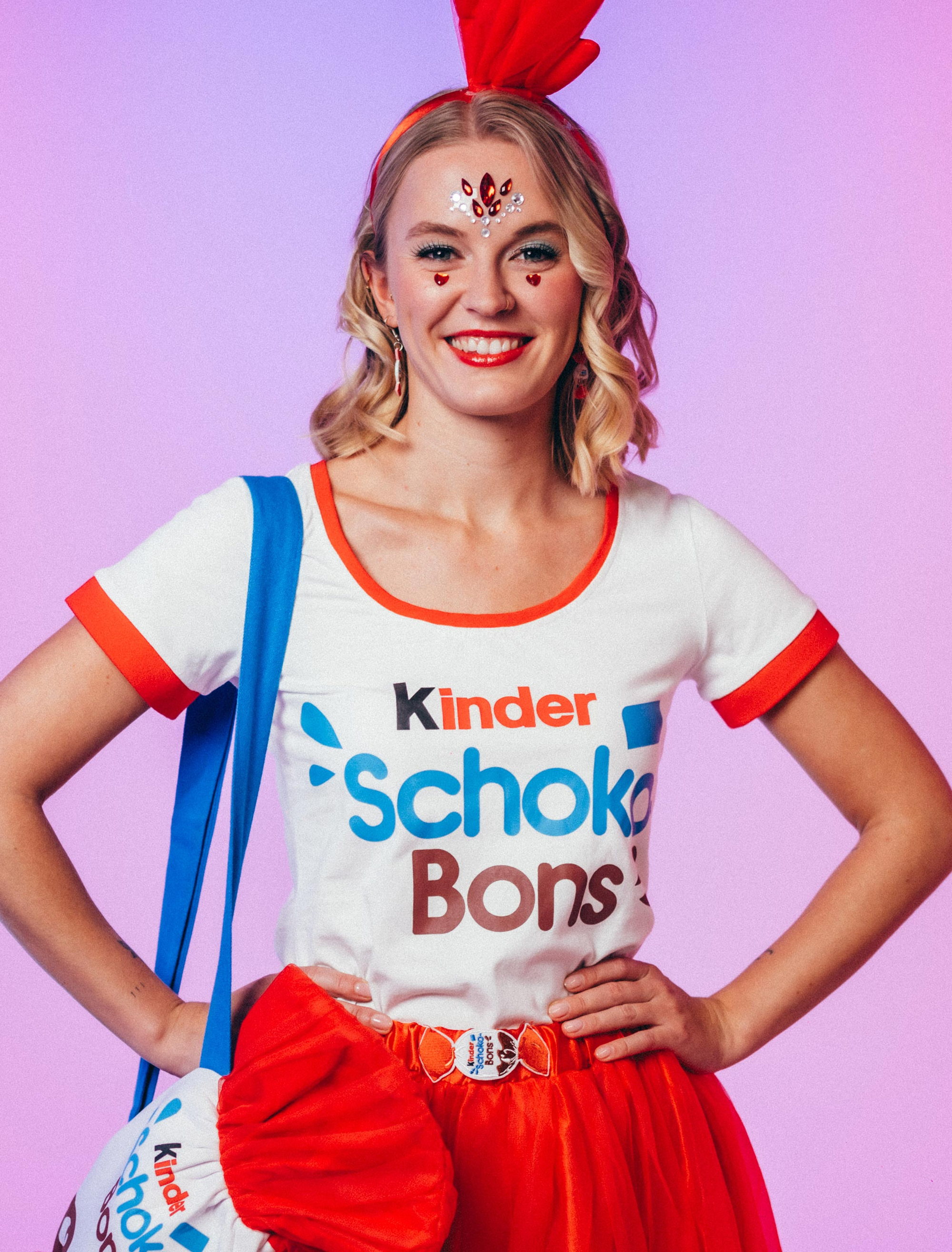 T-Shirt kinder Schoko-Bons Damen rot/weiß XL