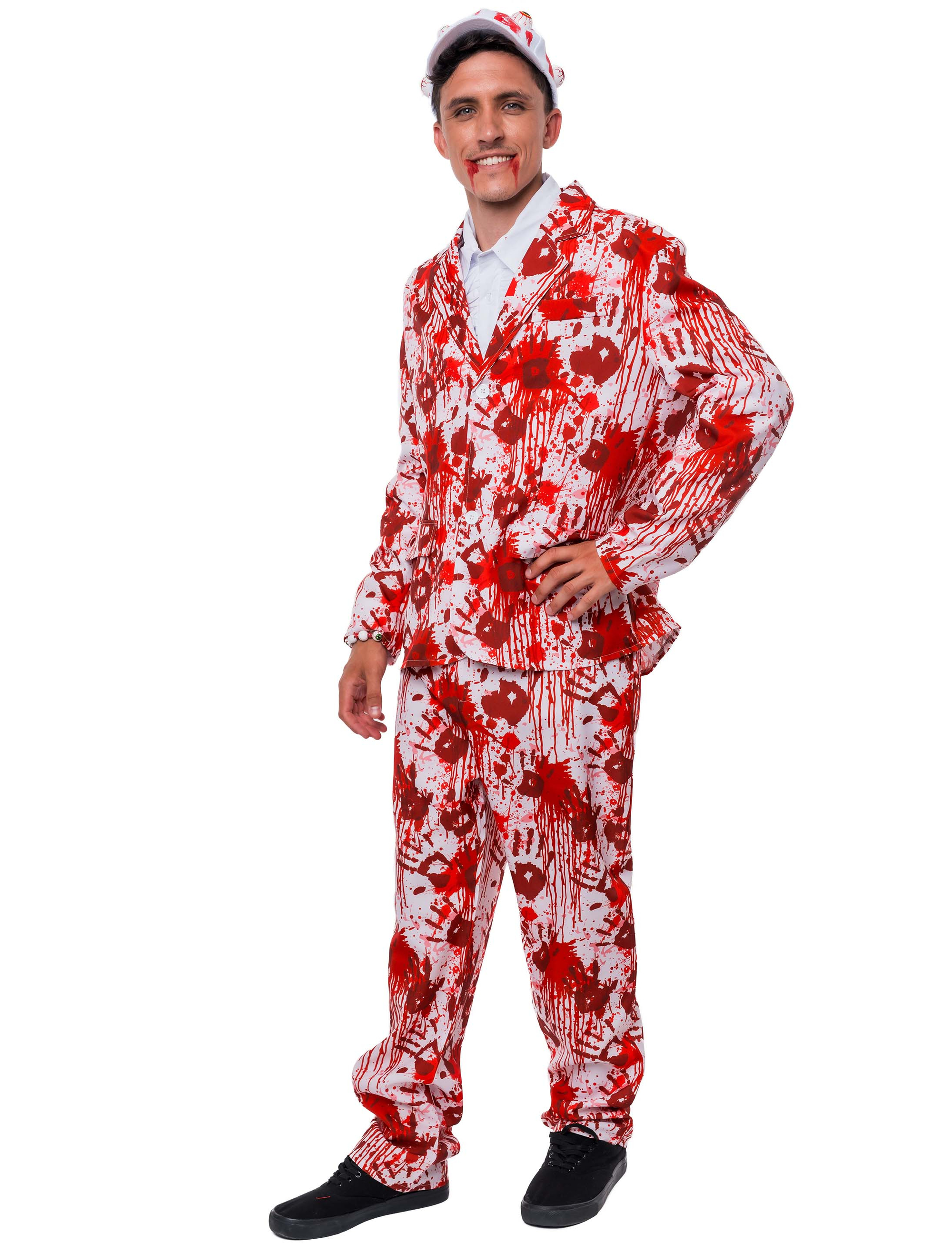 Anzug blutig 2-tlg. Herren weiß/rot M/L