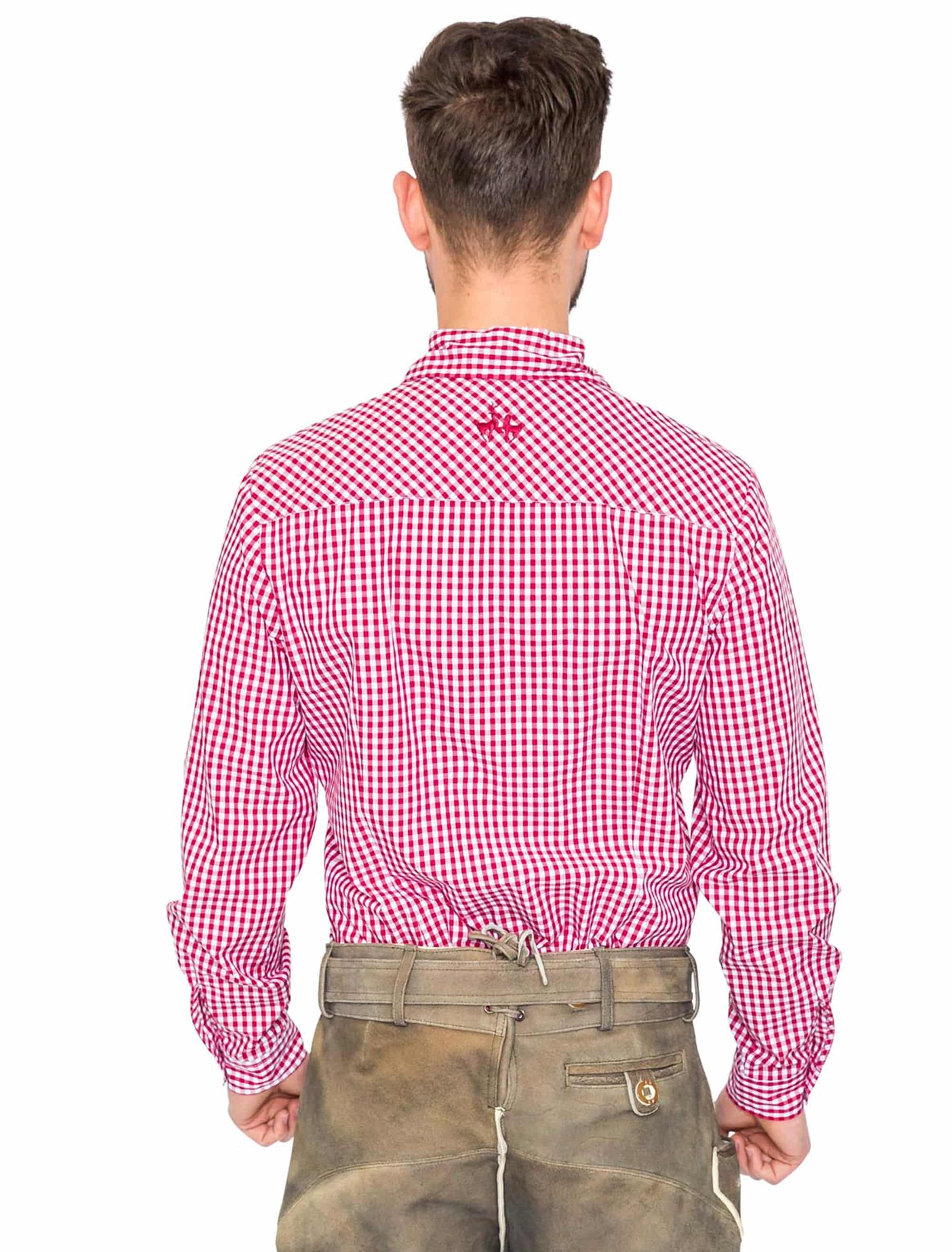 Tirolerhemd kariert Herren rot/weiß 5XL