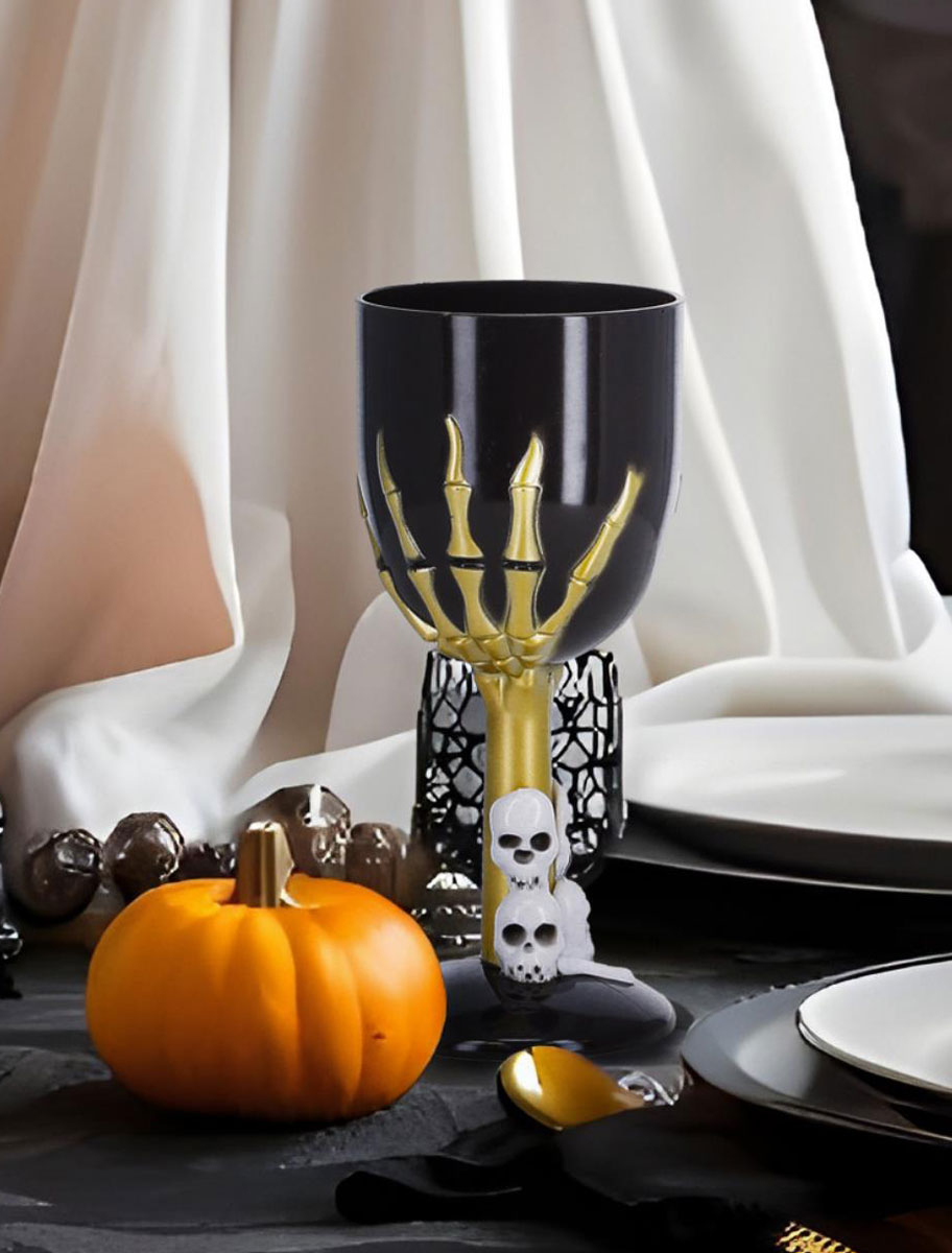 Kelch Skeletthände schwarz/gold