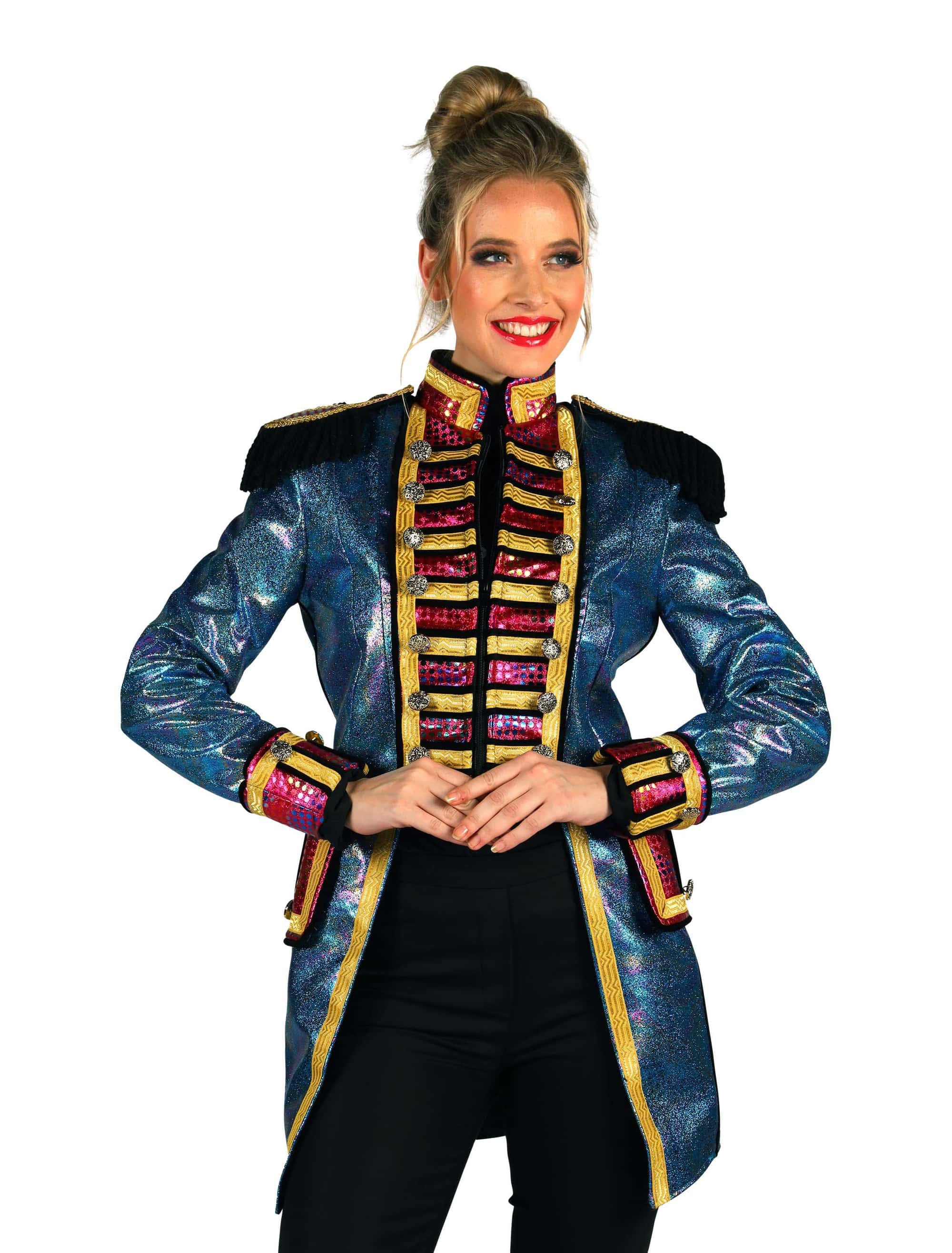 Jacke Zirkusdirektorin metallic Damen türkis L