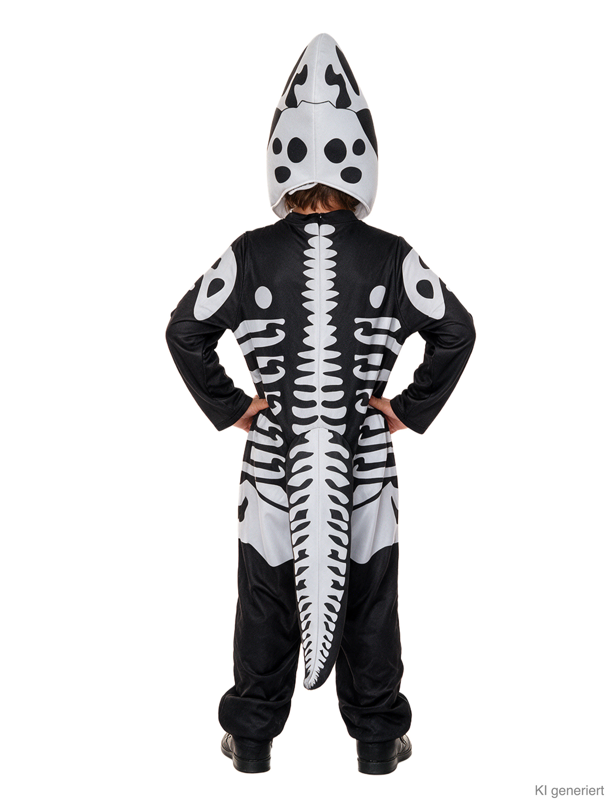 Overall Dinosaurier-Skelett mit Mütze Kinder schwarz/weiß 140