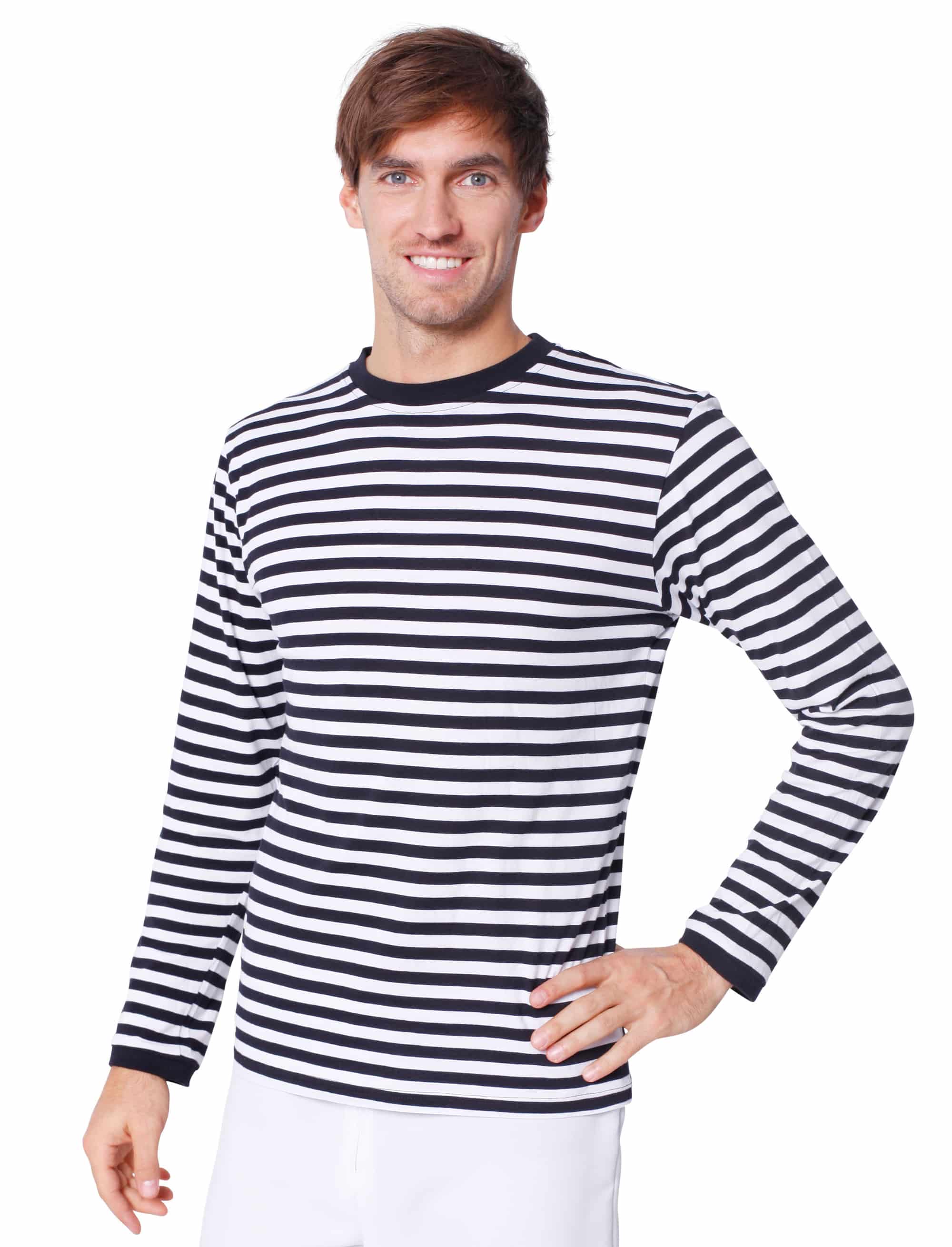 Ringelpulli langarm Unisex schwarz/weiß M
