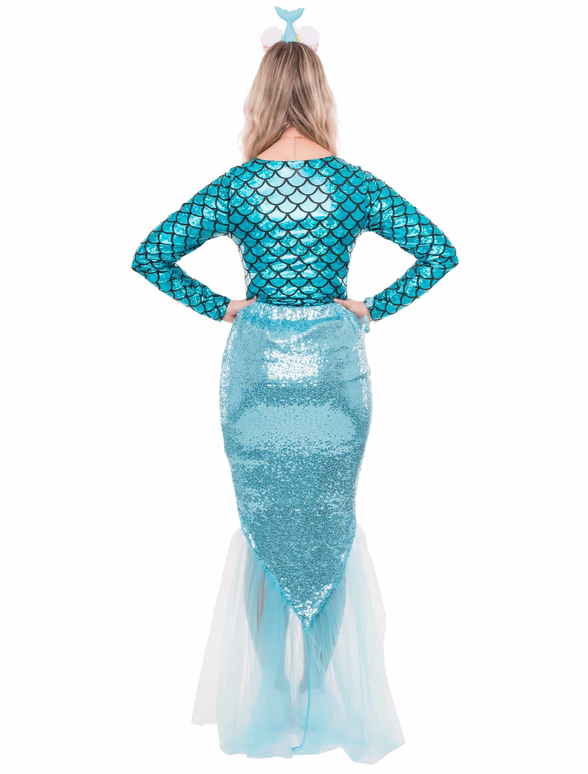 Rock Meerjungfrau mit Pailletten Damen blau S/M