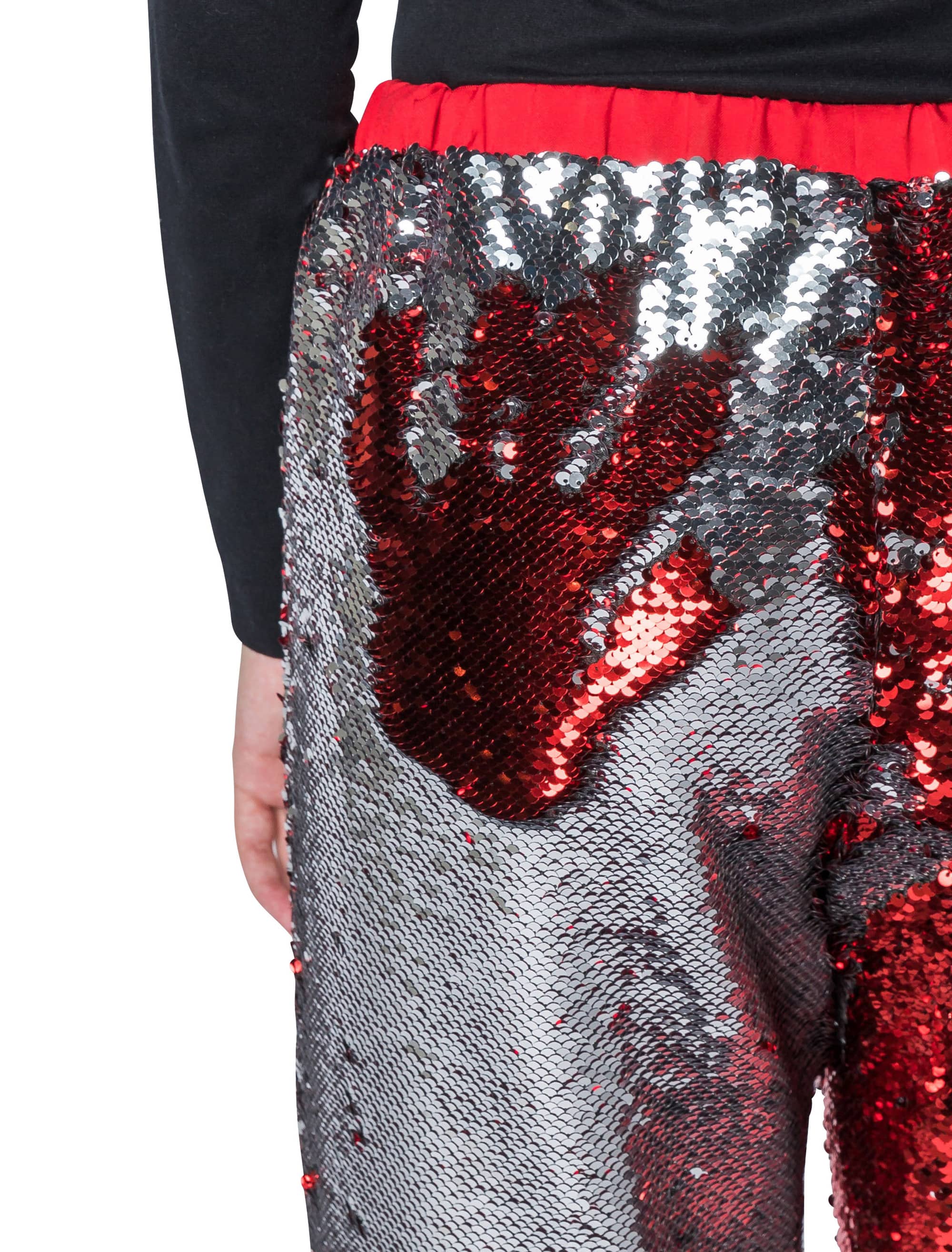 Hose mit Wendepailletten Damen rot/silber 2XL/3XL