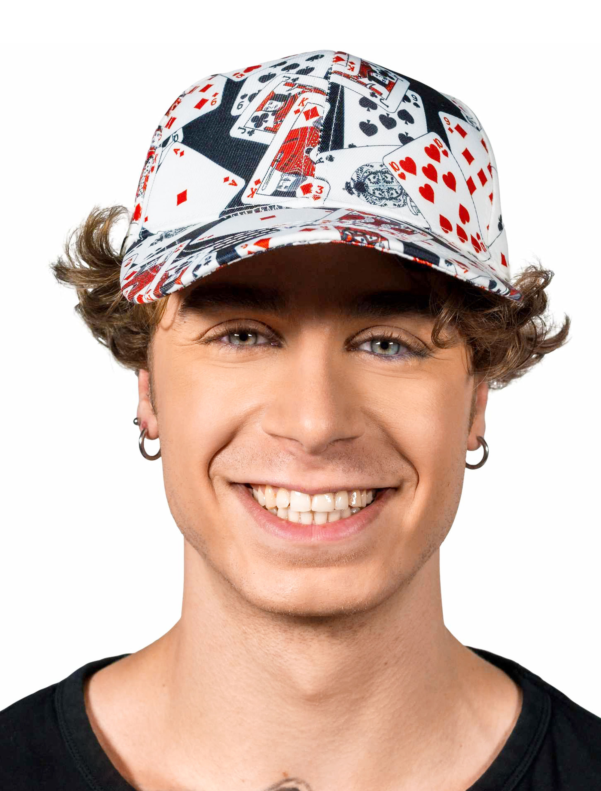 Baseballcap Spielkarten schwarz/weiß/rot
