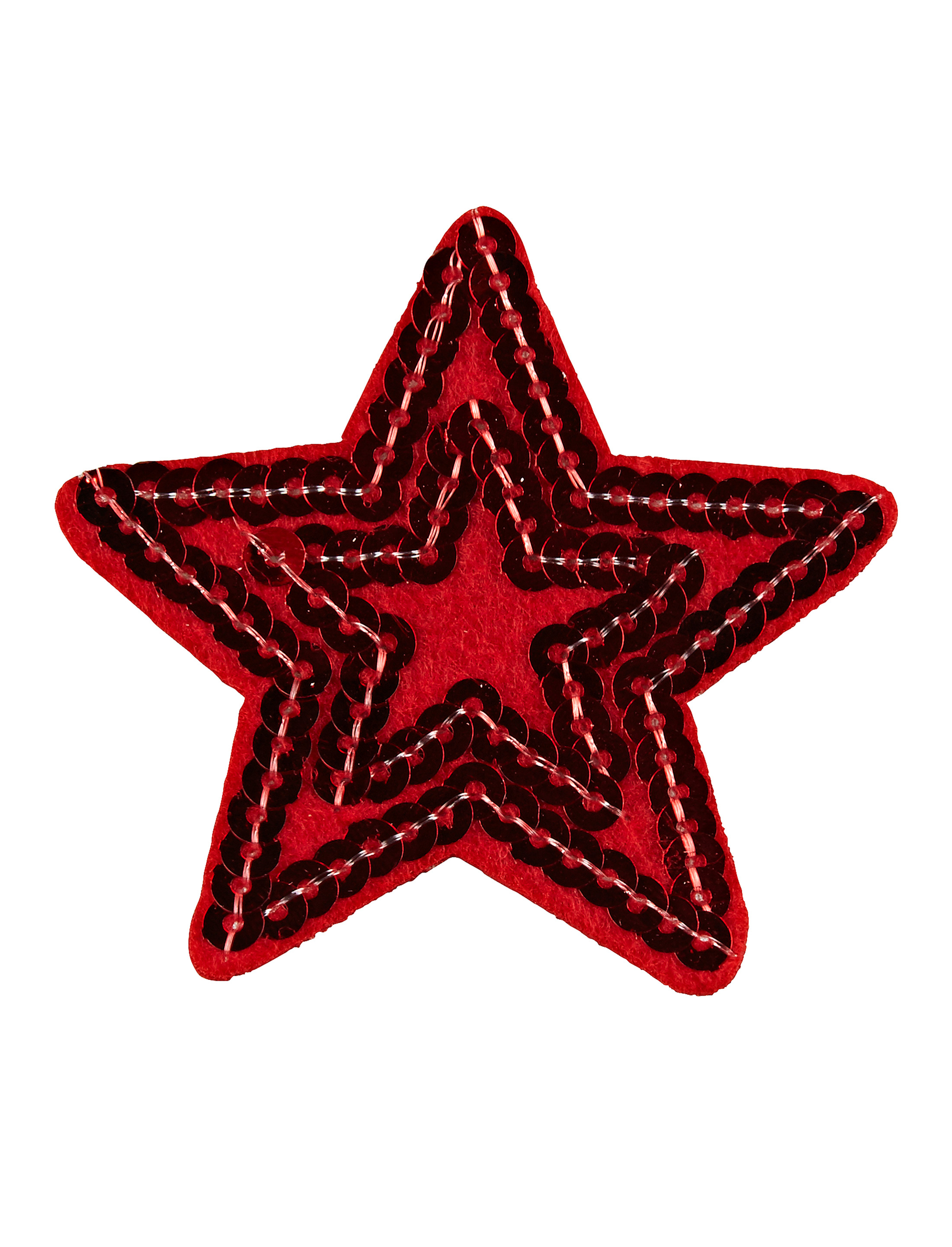 Aufnäher Stern mit Pailletten rot 2-tlg.