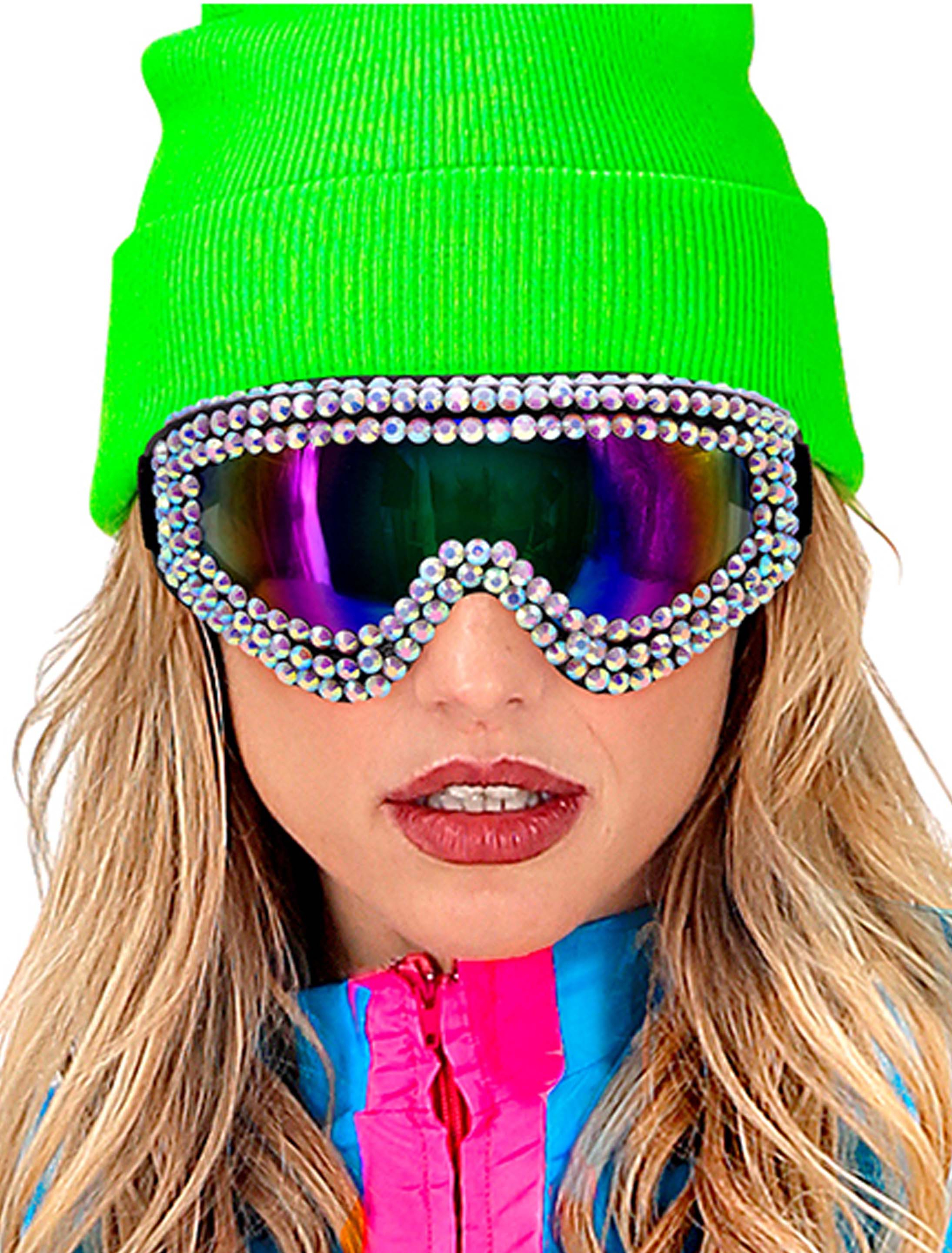 Skibrille mit Strass schwarz