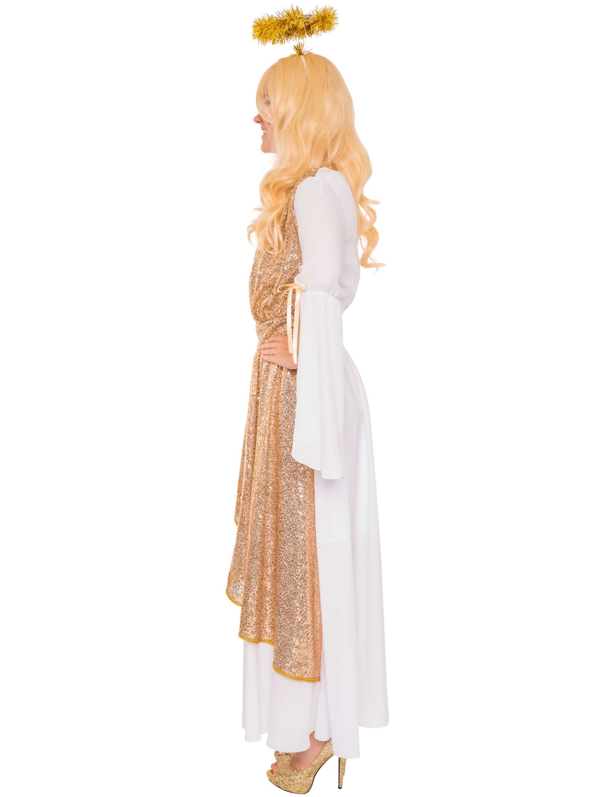 Kleid Engel Damen weiß/gold L