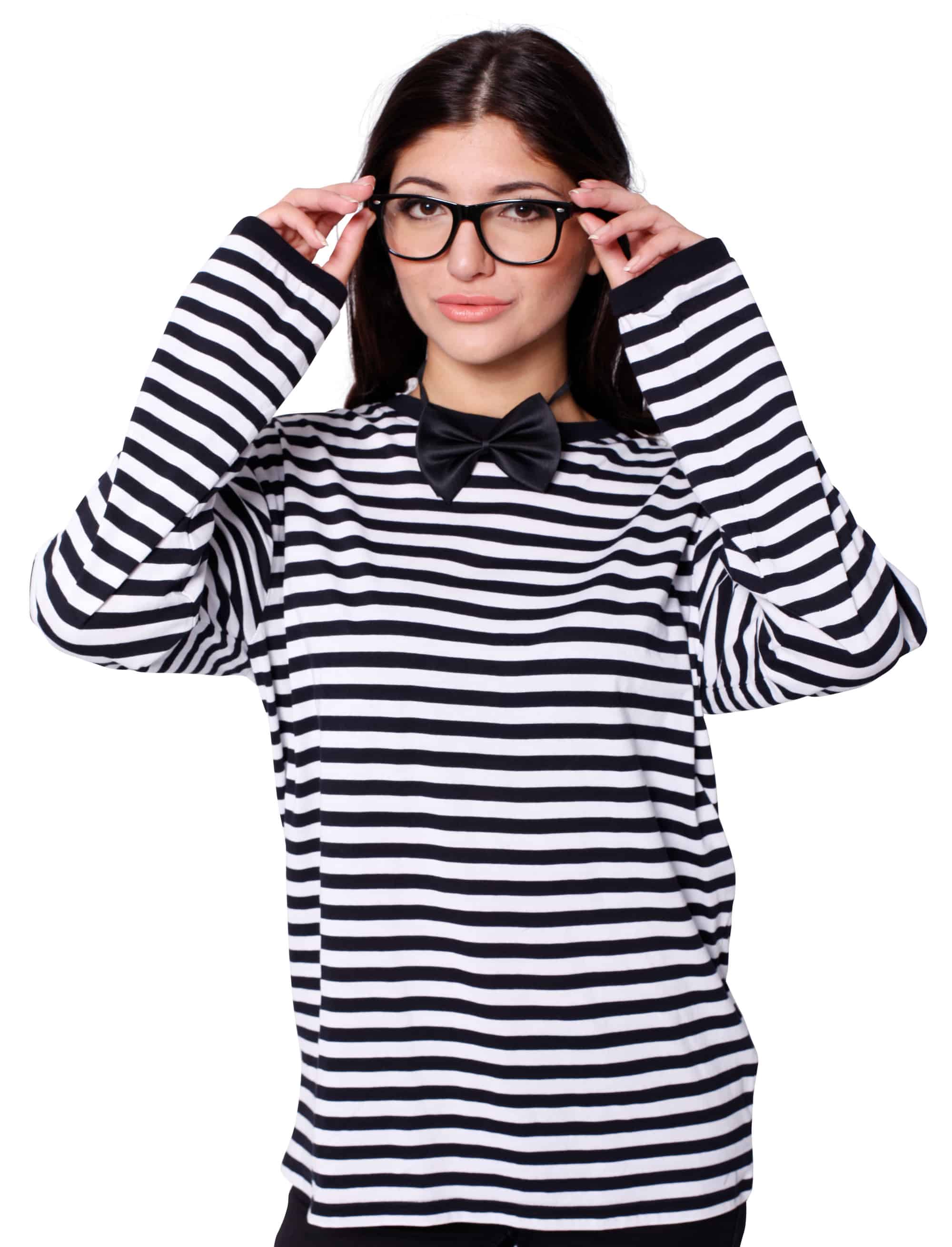 Ringelpulli langarm Unisex schwarz/weiß M