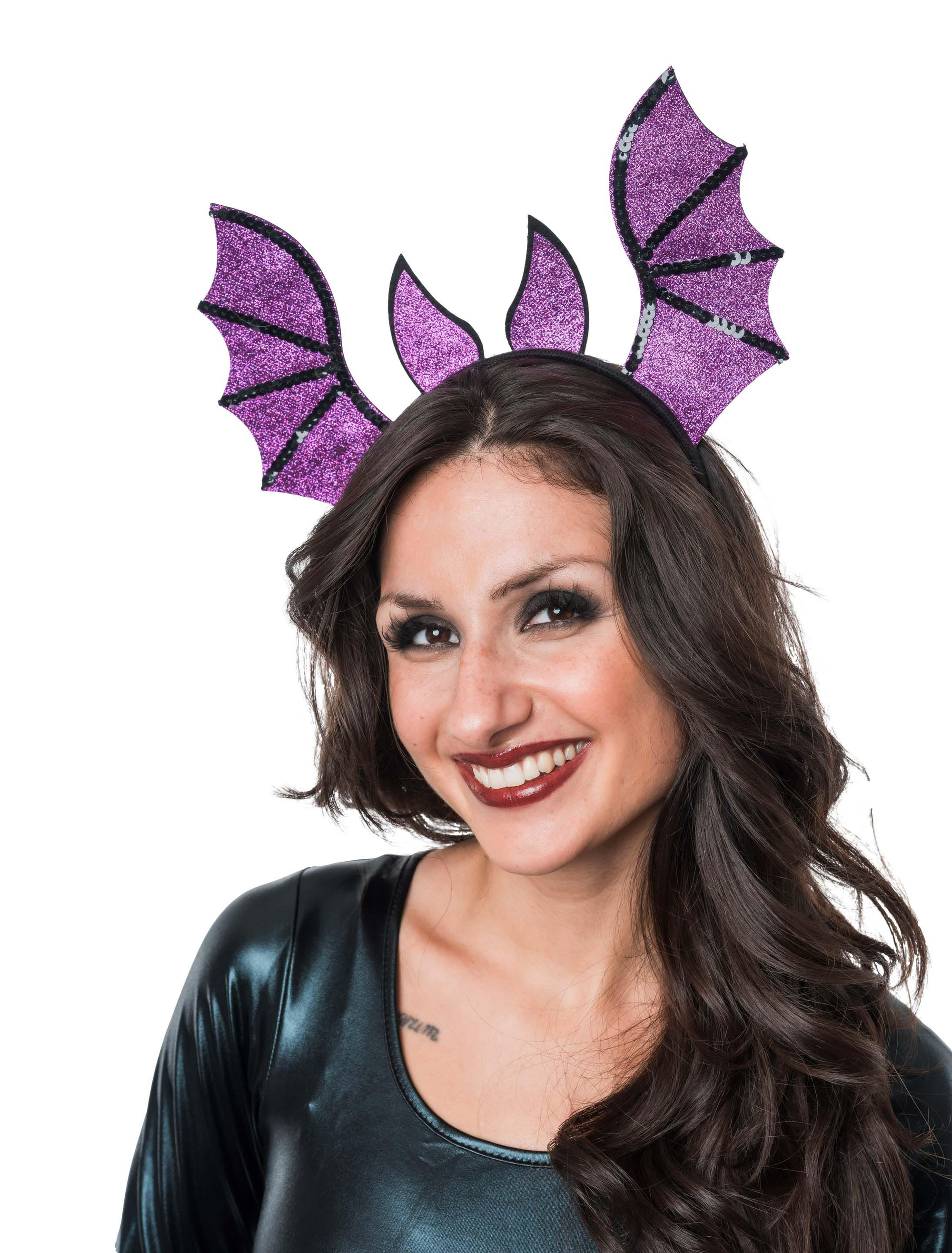 Haareif Fledermaus mit Glitzer lila