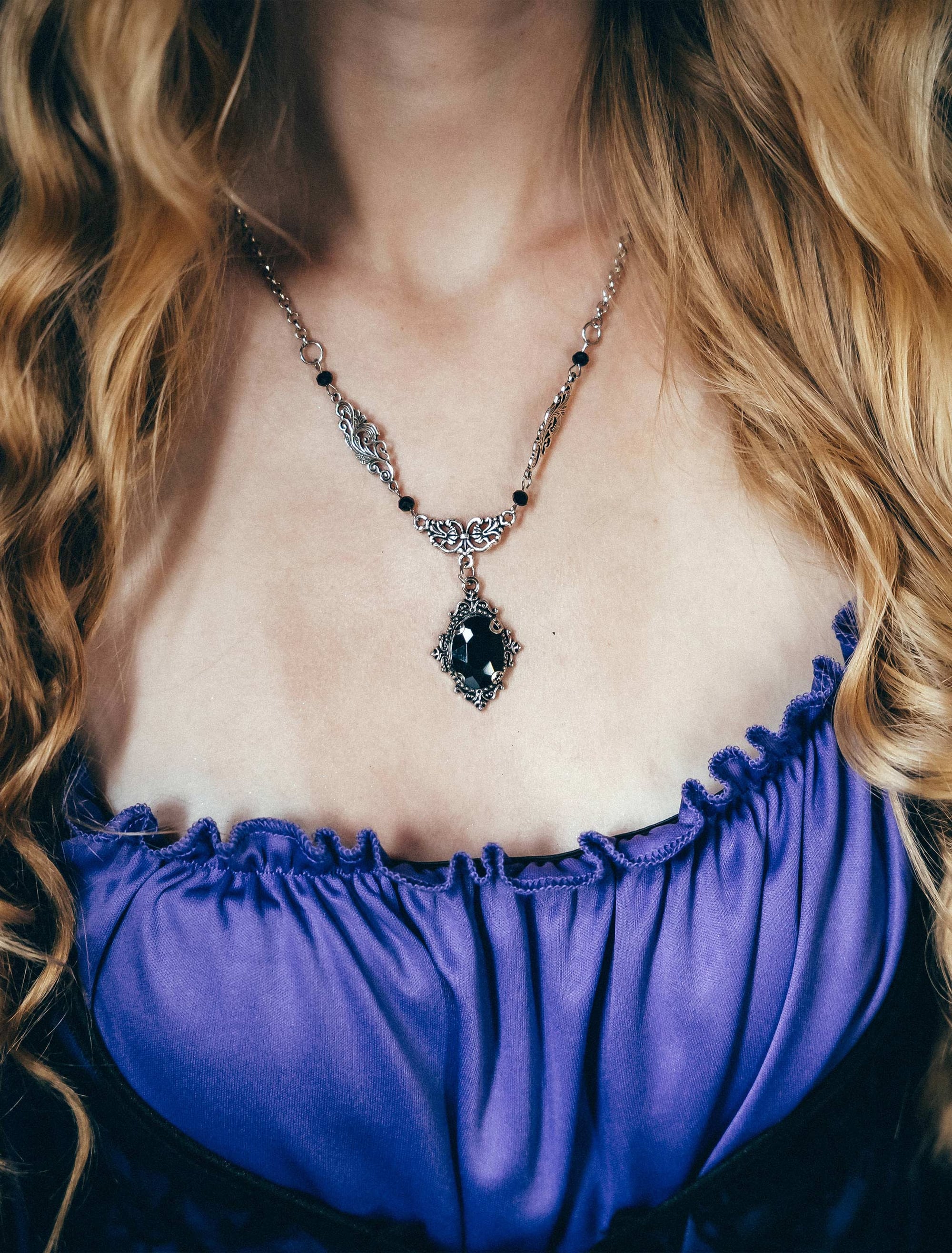 Halskette Gothic schwarz/silber