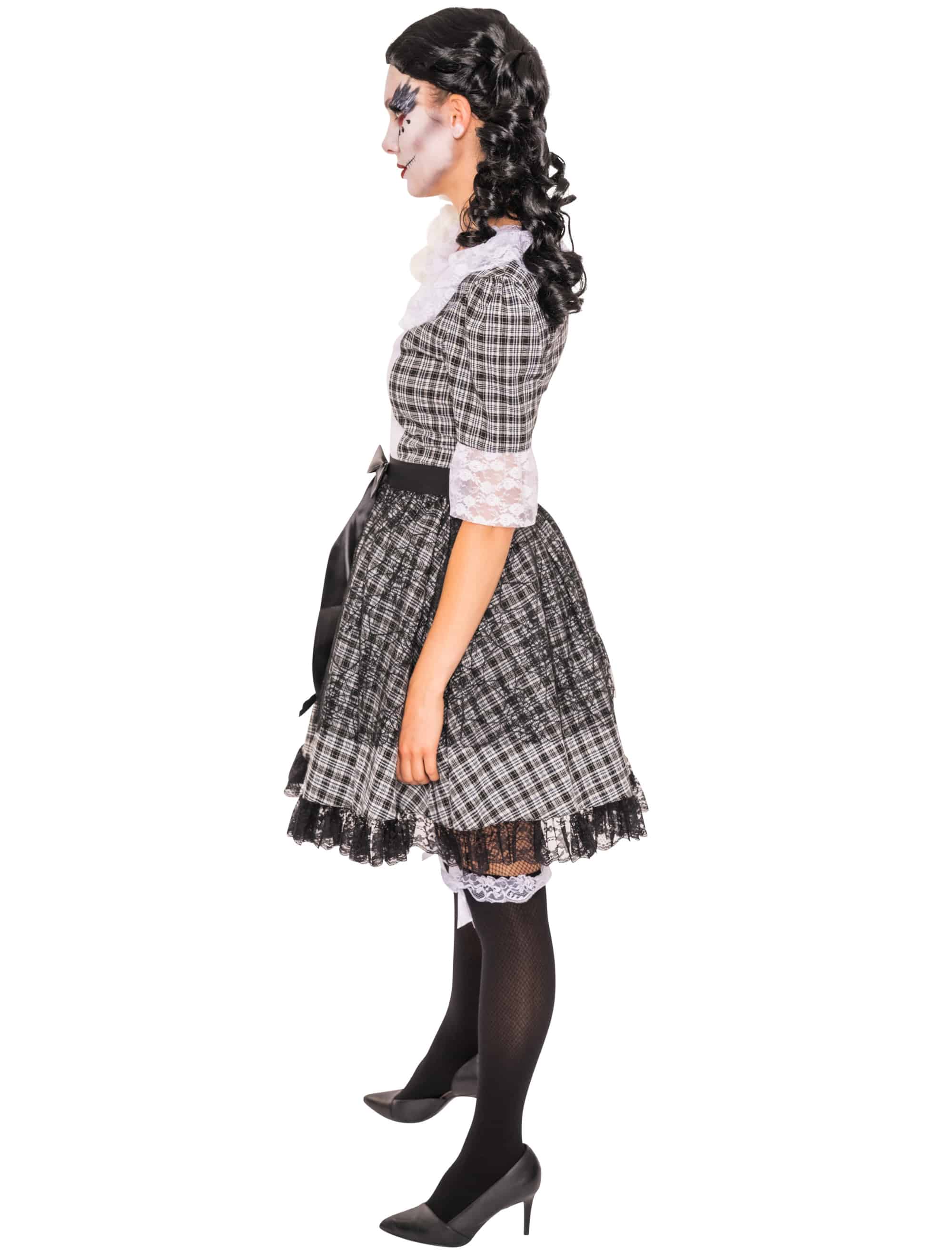 Kleid Horrorpuppe schwarz/weiß XL