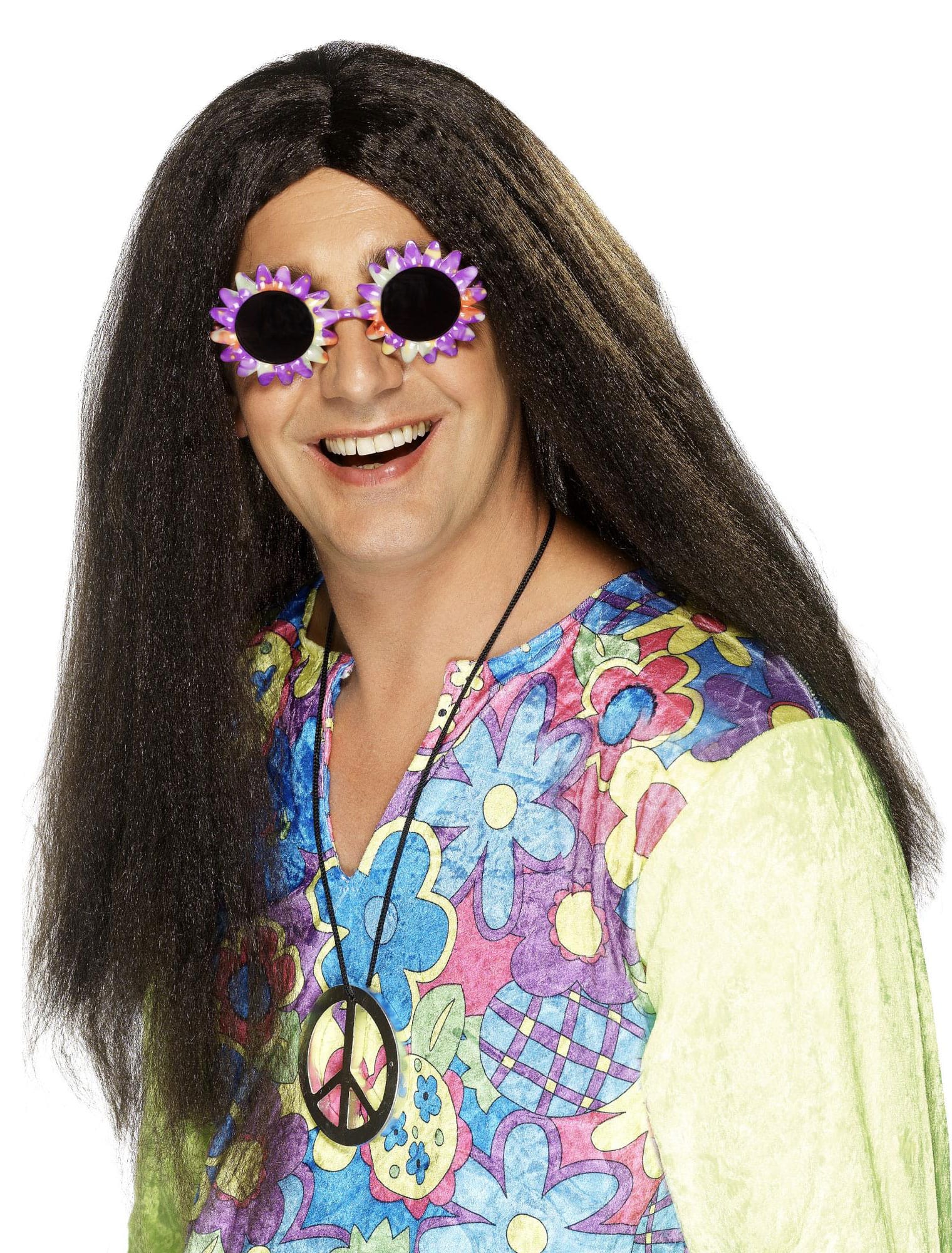 Perücke Hippie lang braun