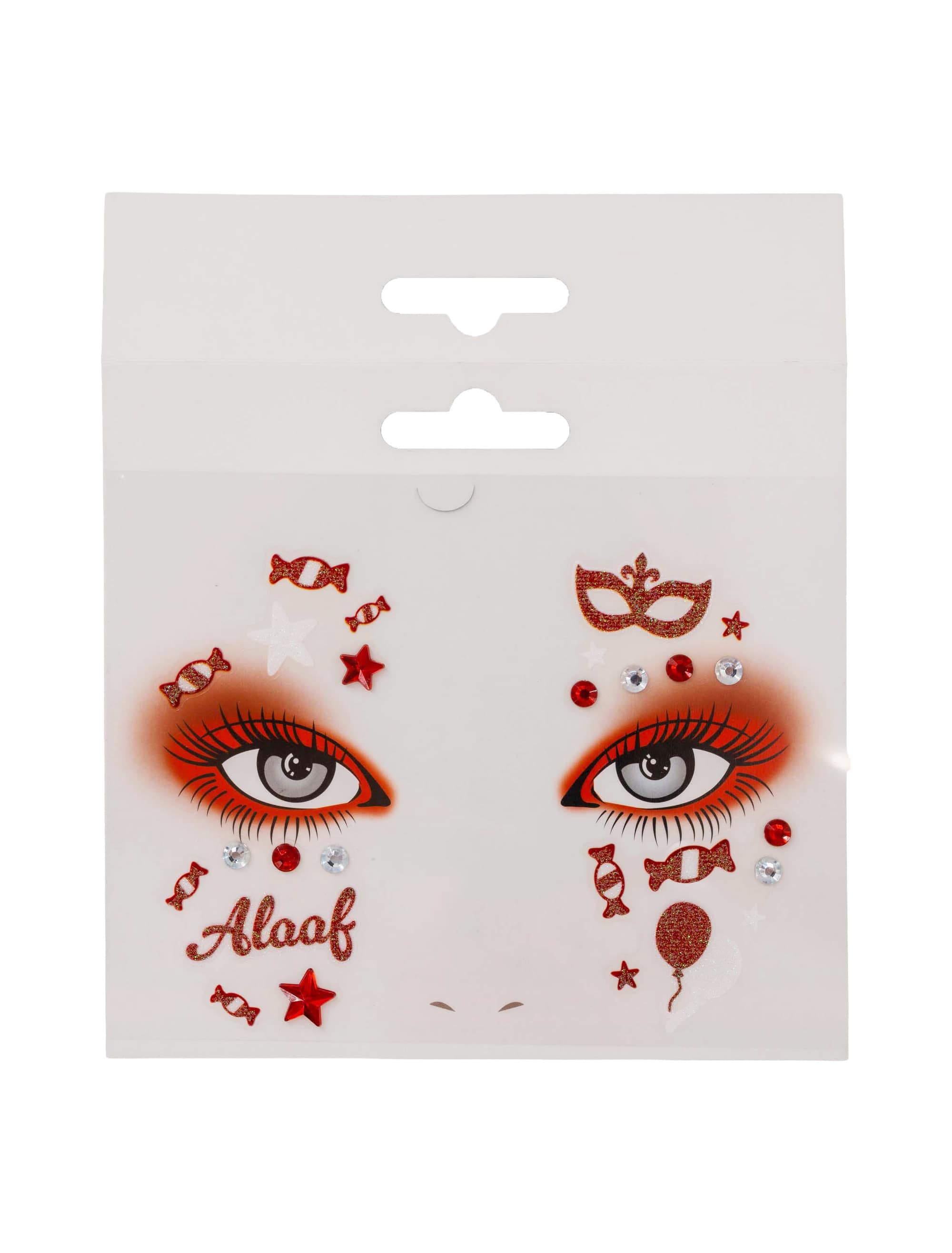 Gesichtssticker Alaaf rot/weiß