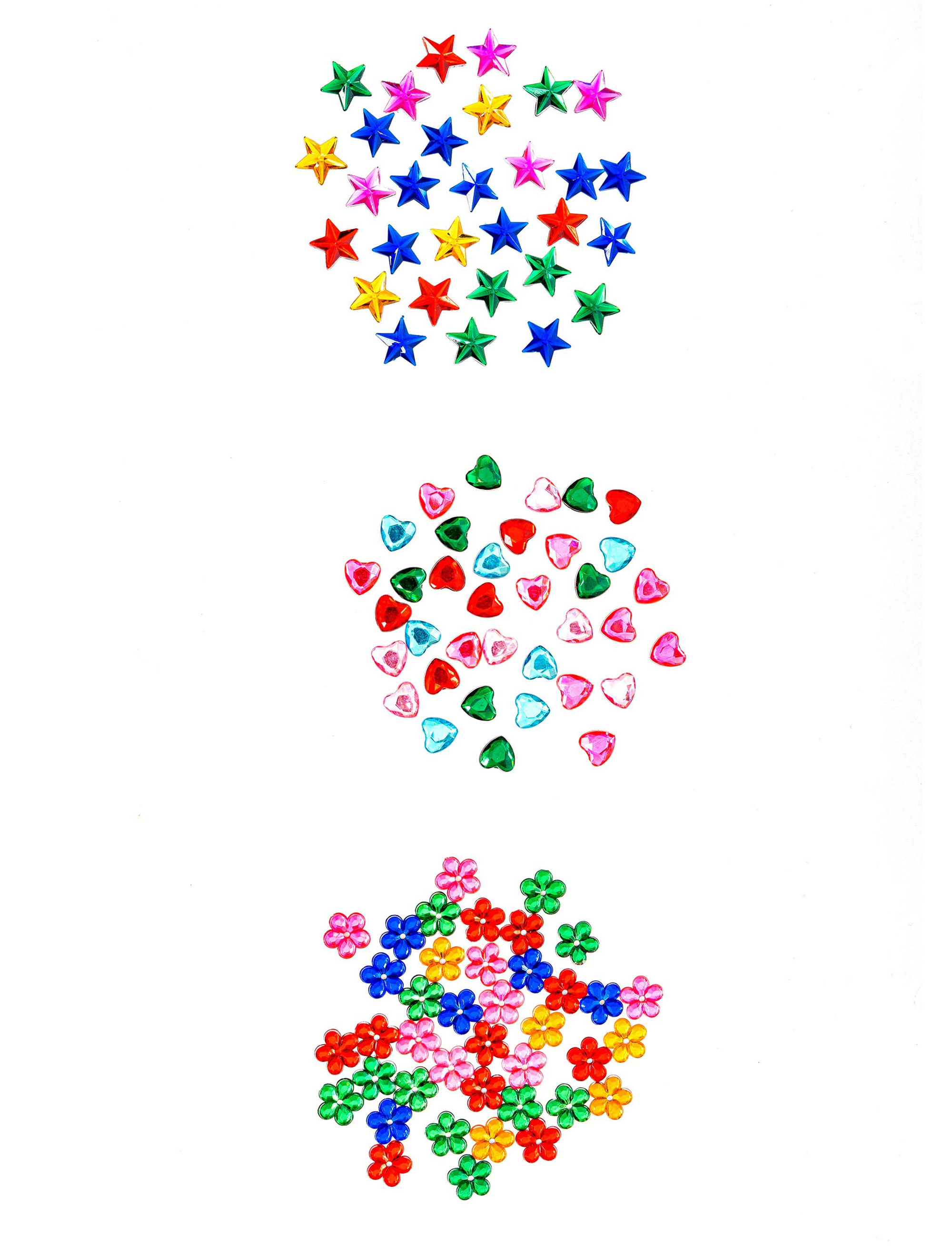 Strasssteine Stern/Herz/Blume bunt 105 Stk.