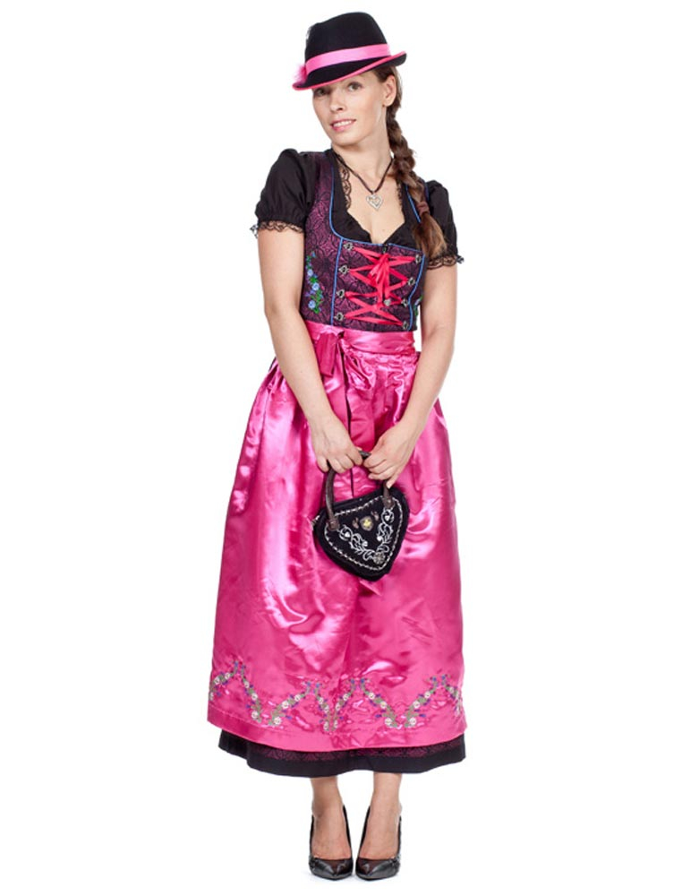 Dirndl lang pink/blau 38