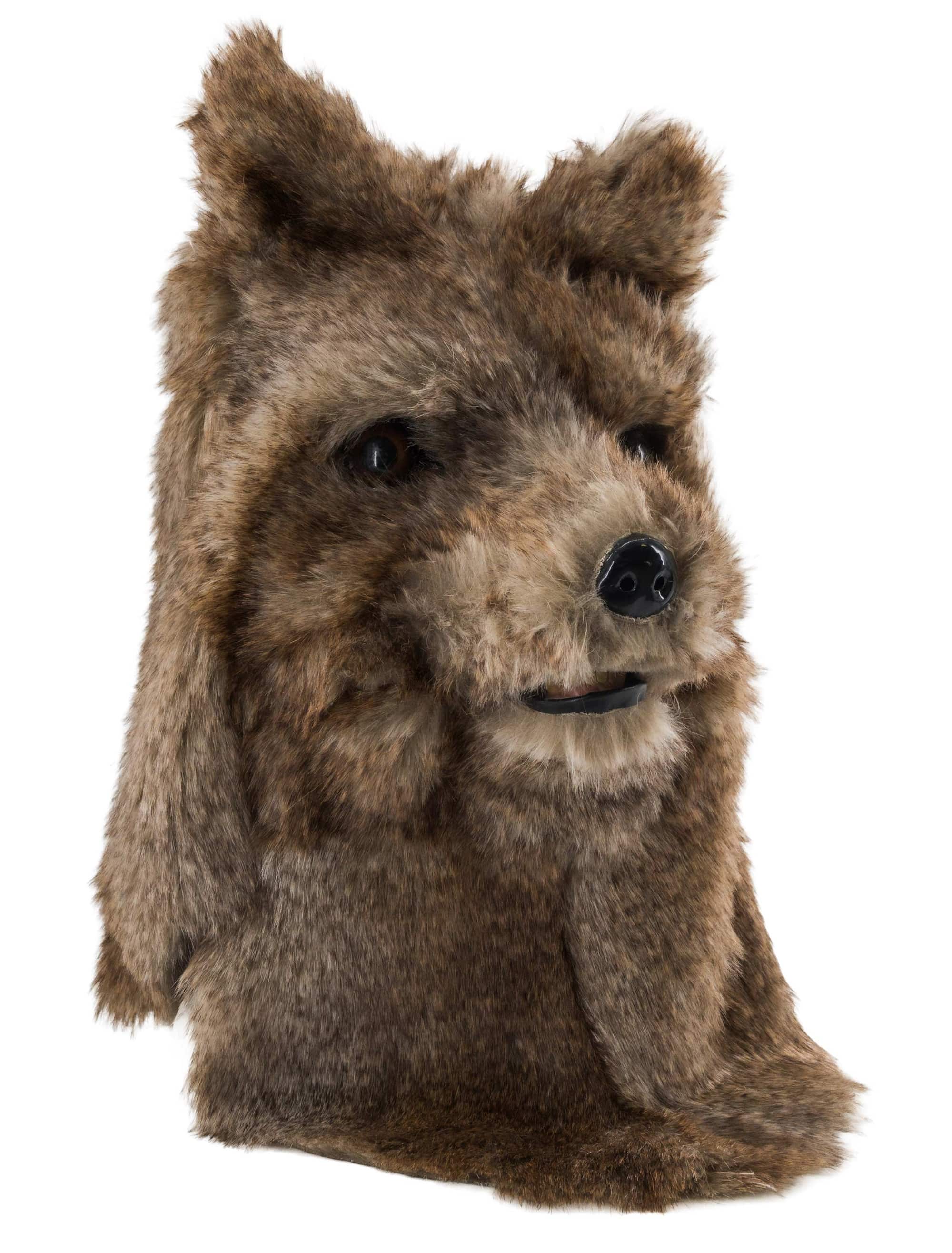 Vollmaske Wolf mit beweglichem Mund beige/braun