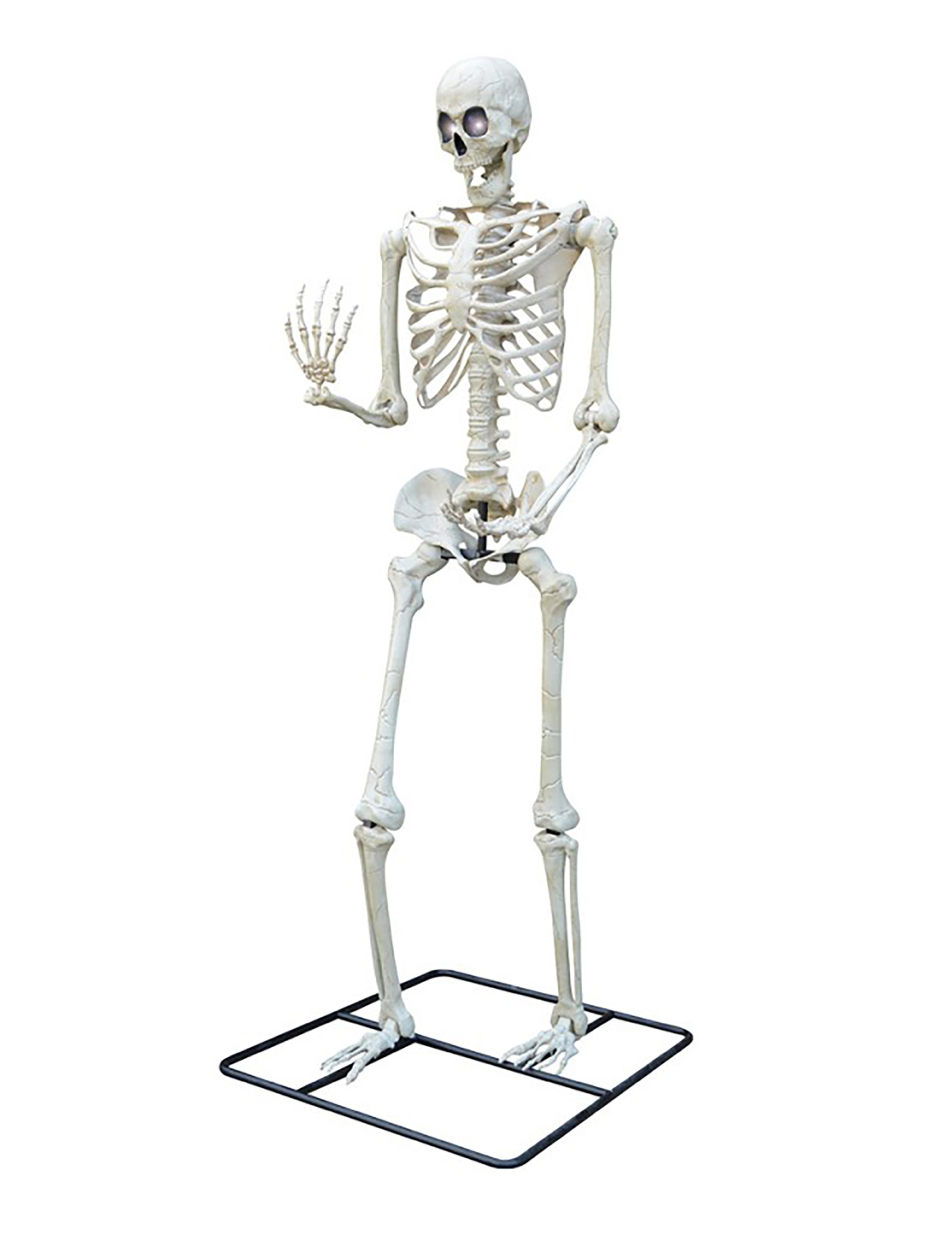 Skelett stehend mit LED-Augen 317,5cm weiß