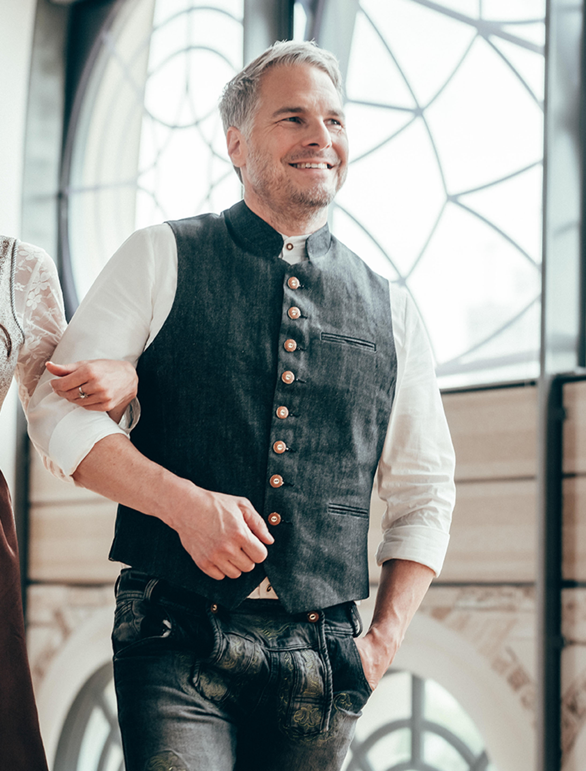 Trachtenweste Jeans Herren schwarz S