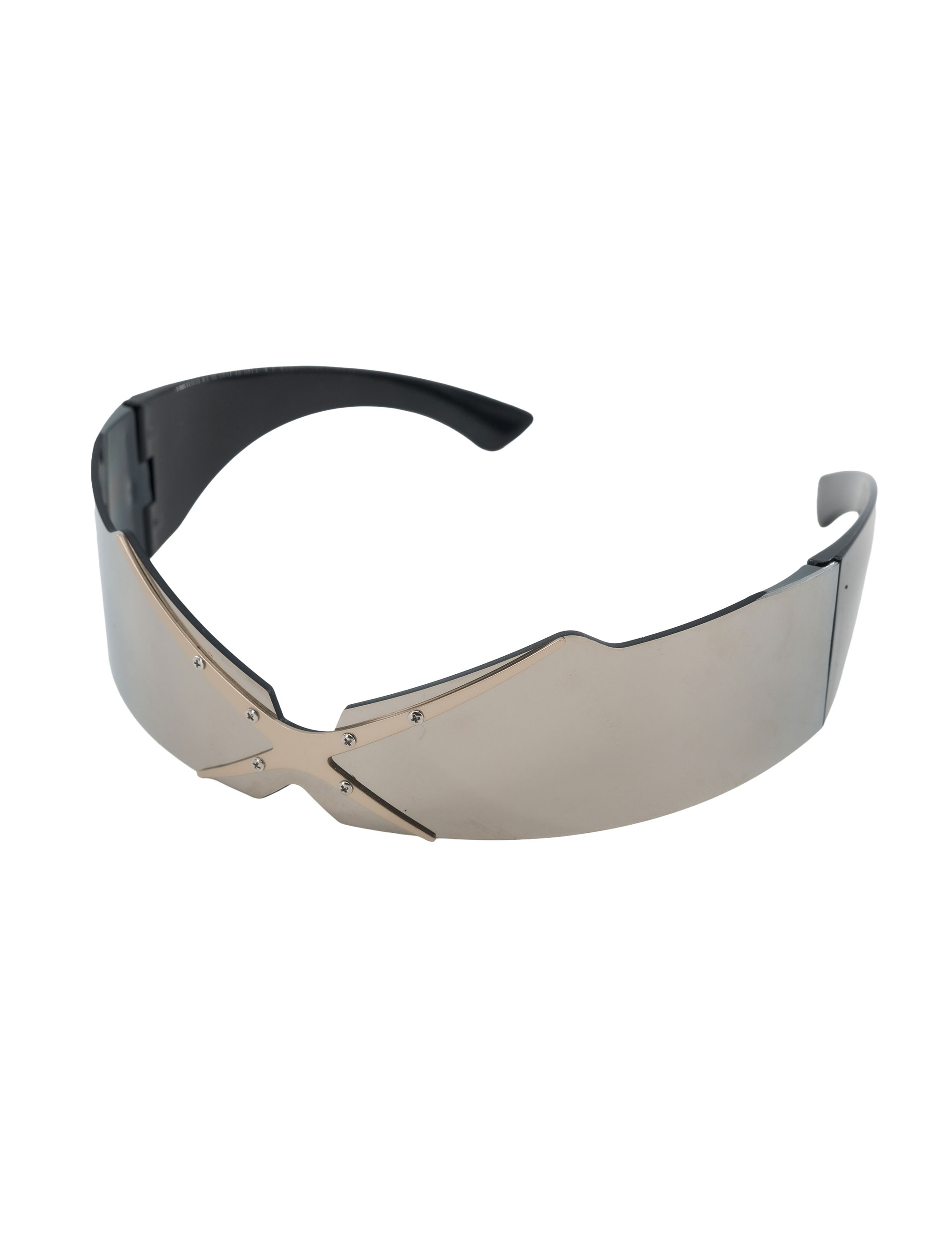 Brille futuristisch mit Spiegelglas schwarz/silber