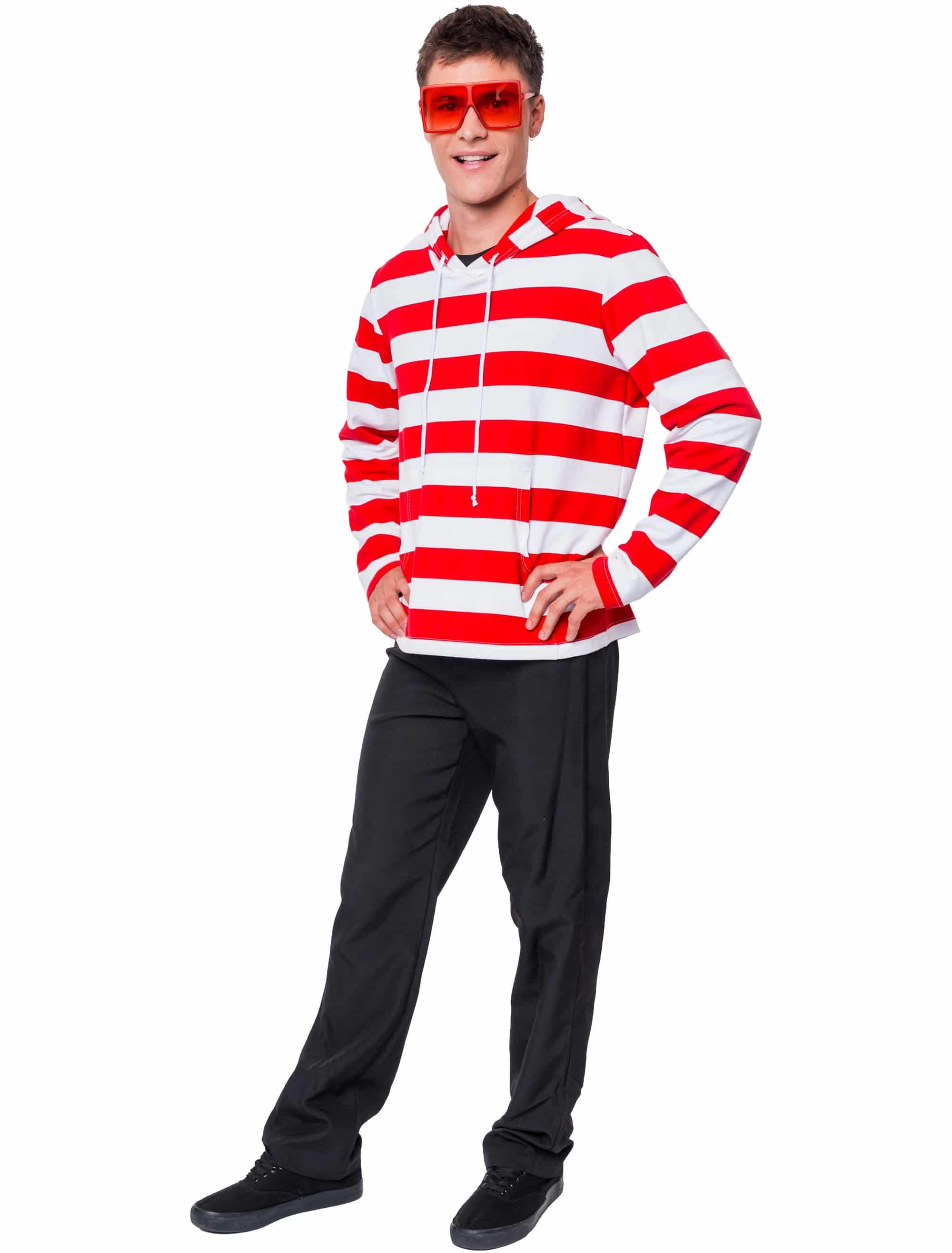 Hoodie Gestreift rot/weiß 4XL/5XL