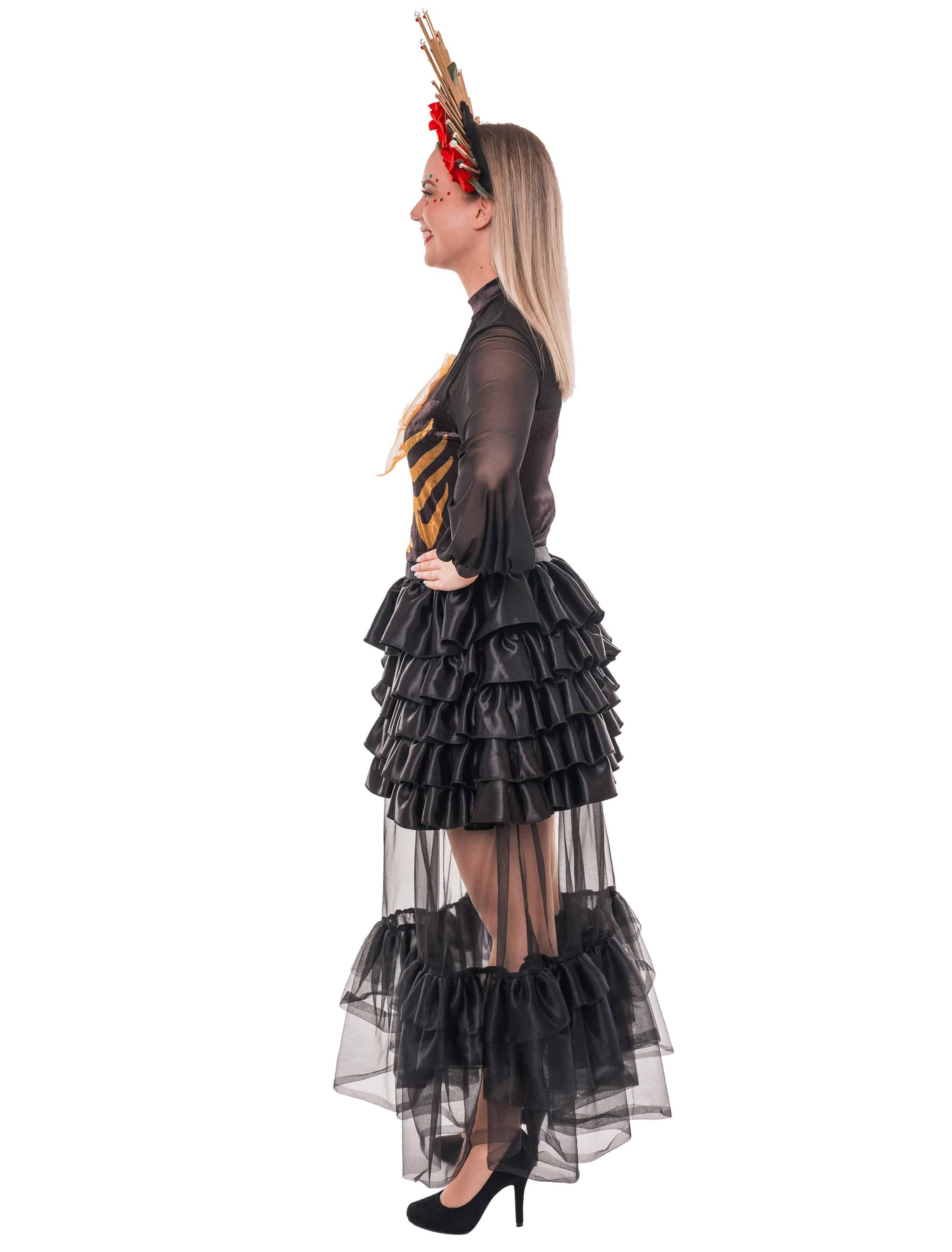 Kleid Dia de los Muertos mit Herz Damen schwarz S/M