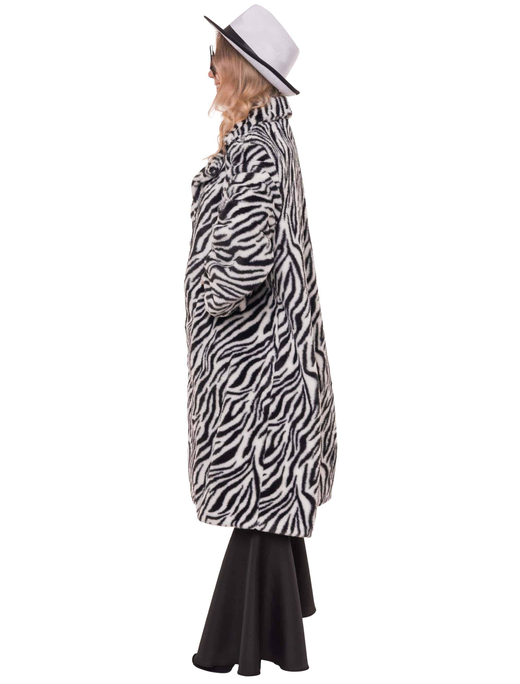 Mantel Kunstfell Zebra schwarz/weiß M/L