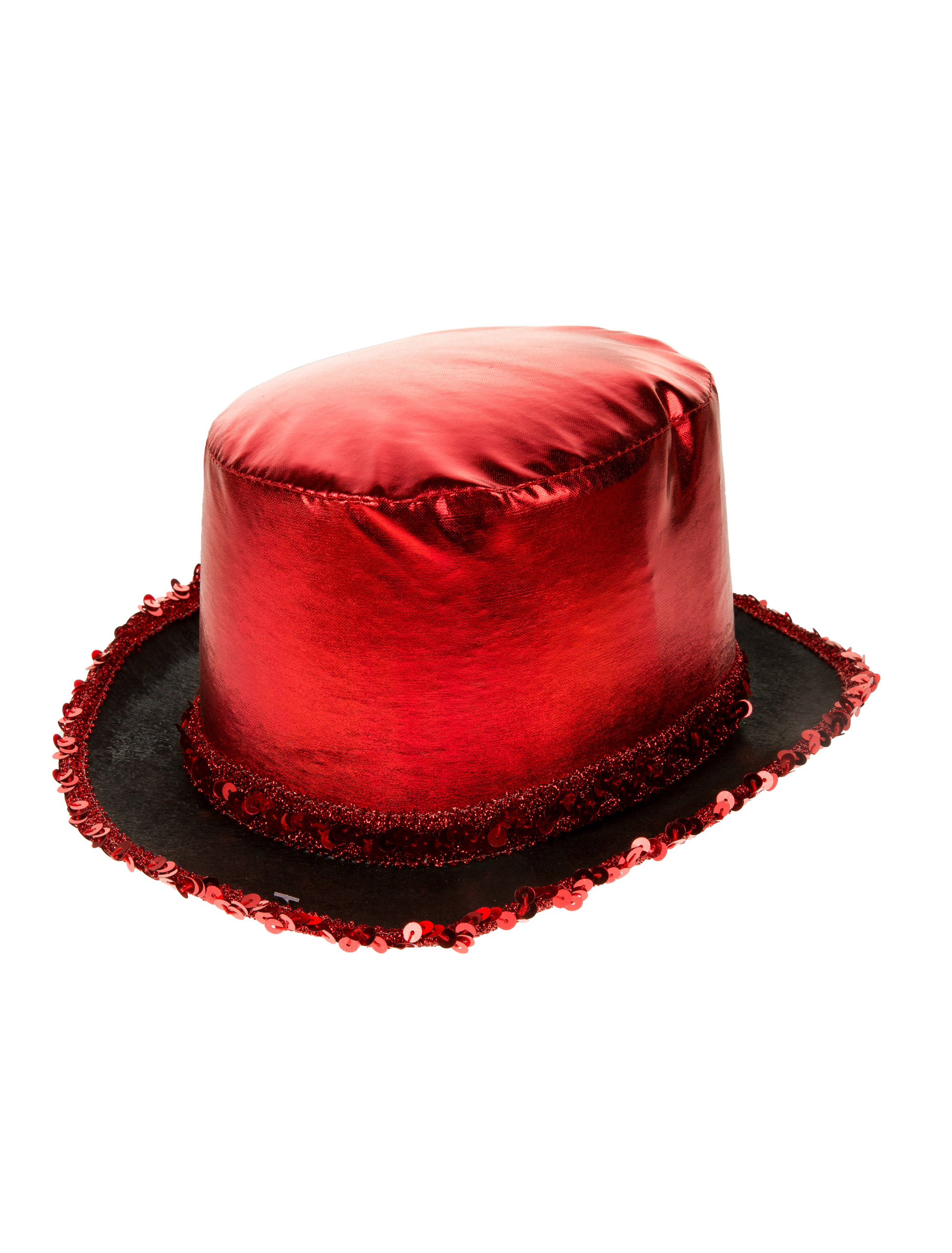 Zylinder lamee und Pailletten Damen rot one size