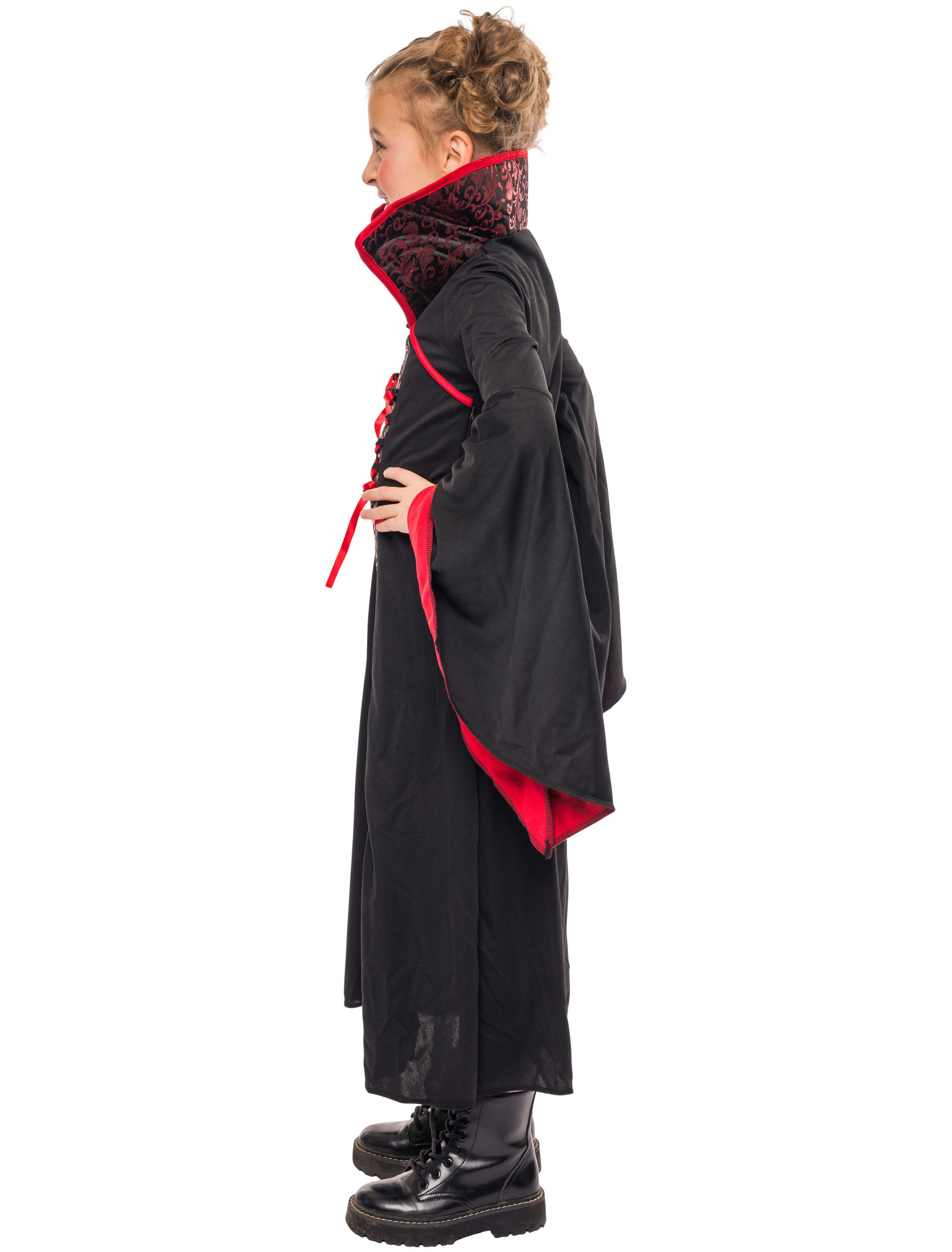 Kleid Vampir mit Kragen Kinder Kinder schwarz/rot 152