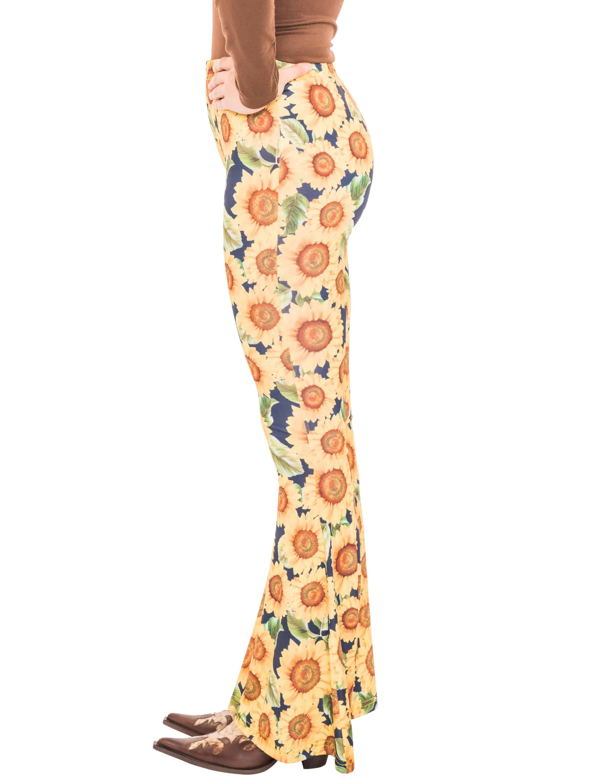 Hose 70erJahre Sonnenblumen Damen gelb S/M
