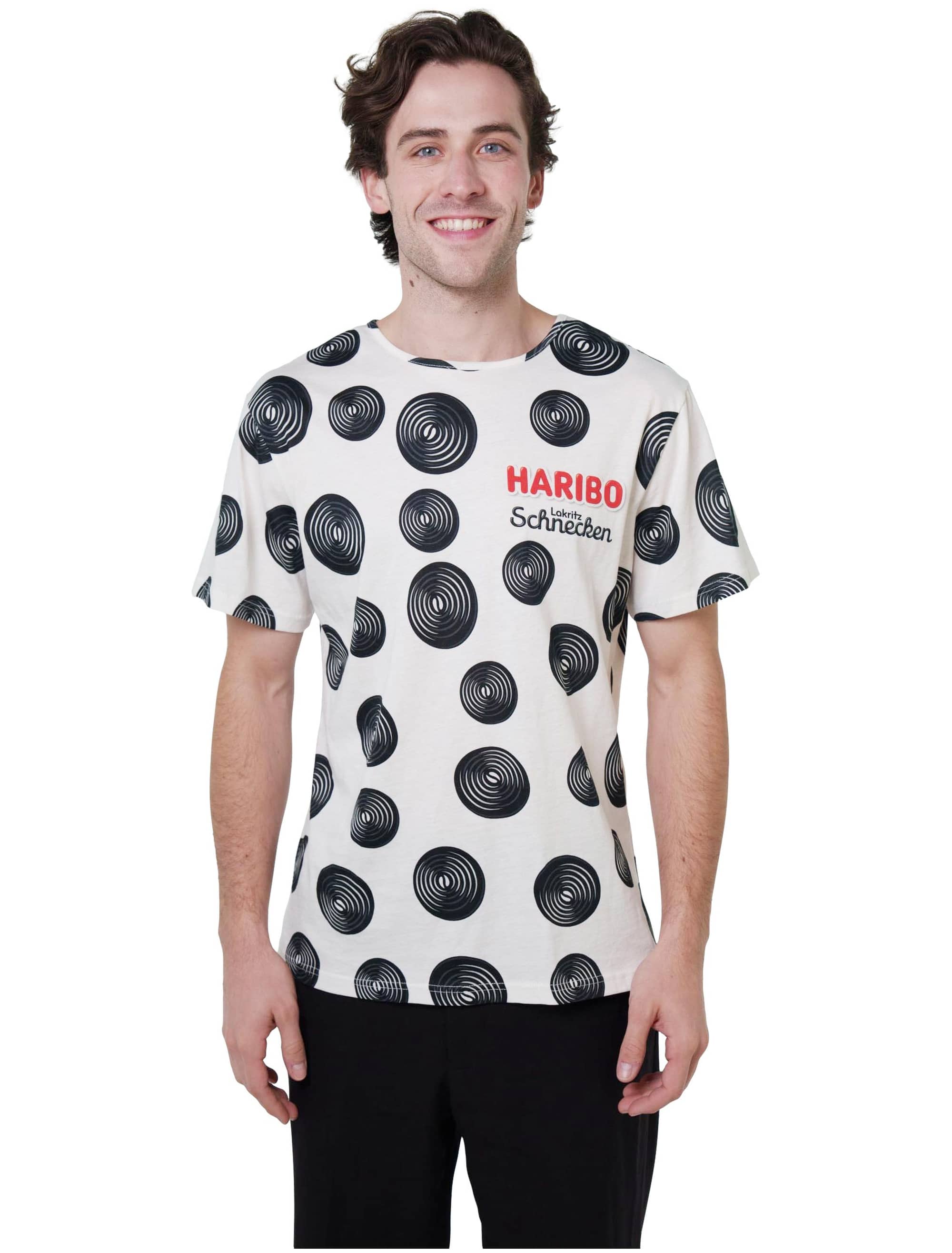T-Shirt HARIBO Lakritz Schnecken Unisex schwarz/weiß L