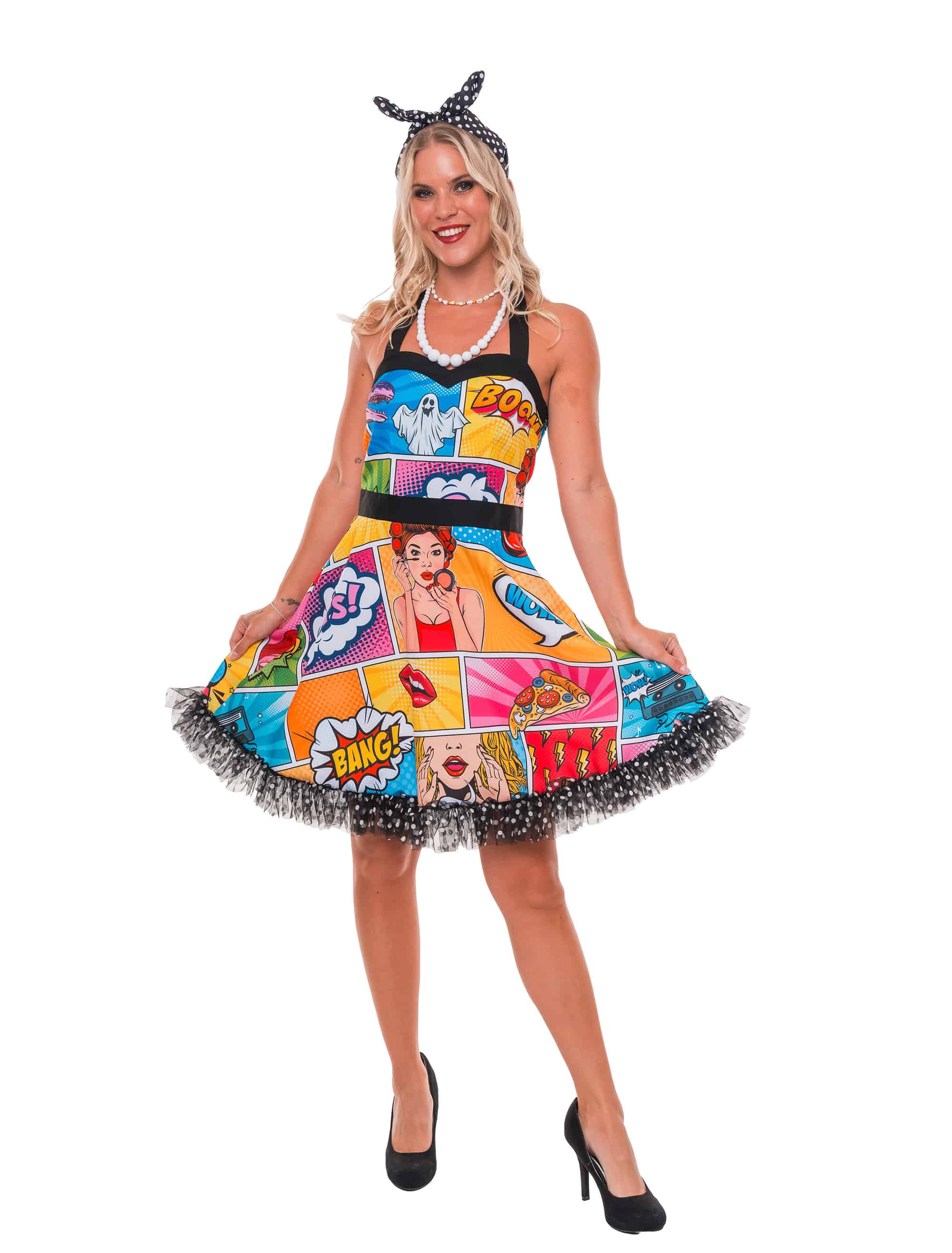Kleid Pop-Art mit Neckholder Damen bunt 2XL/3XL