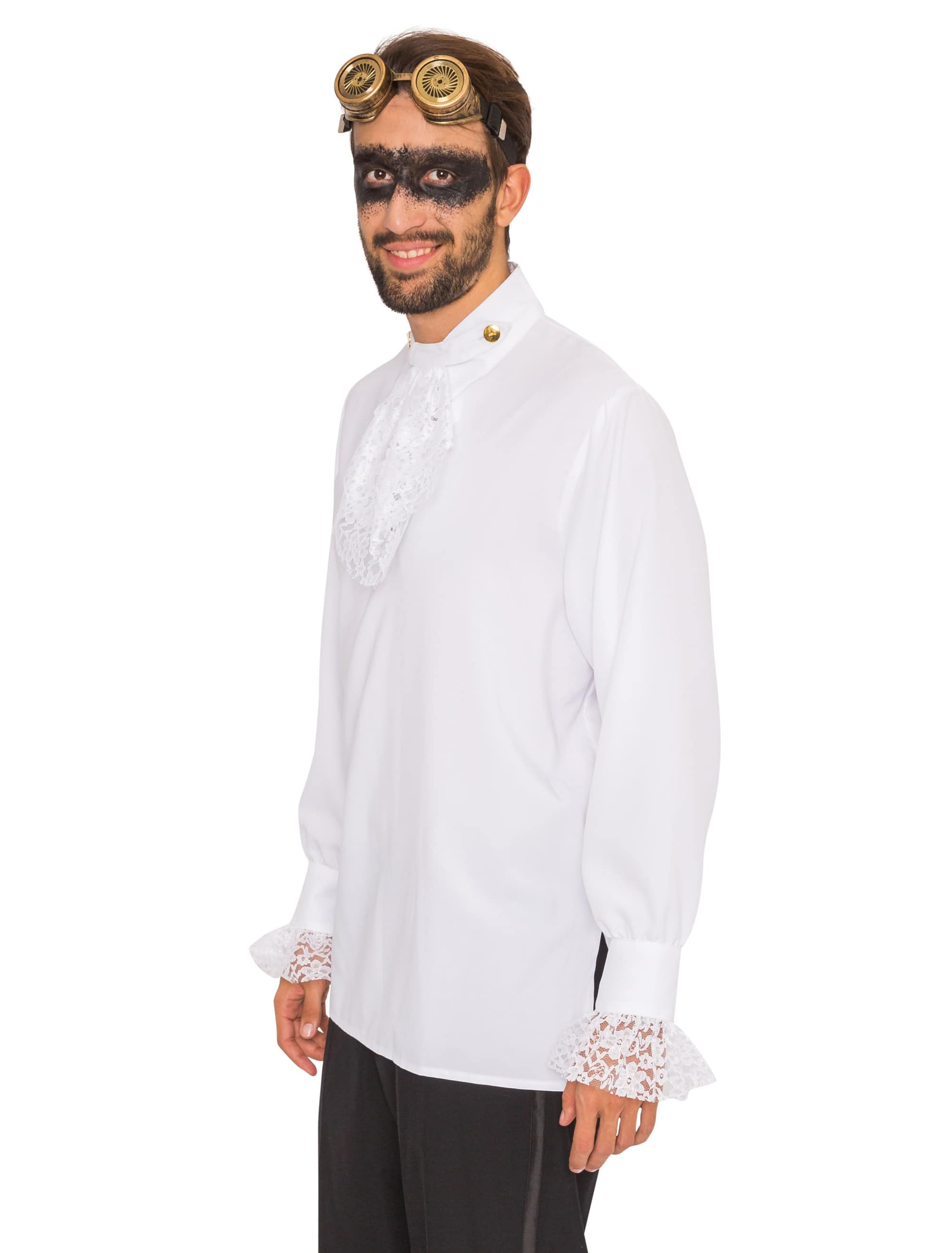 Hemd mit Jabot und Manschetten Herren weiß S