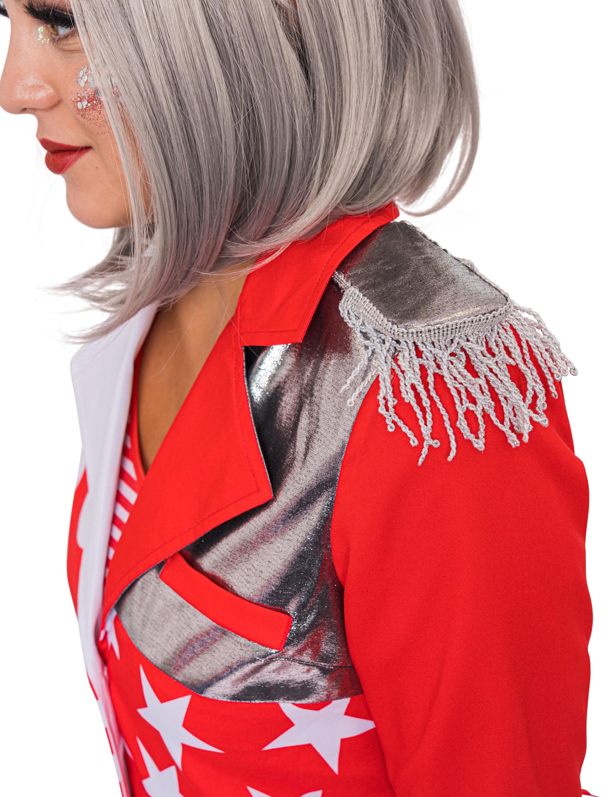 Jacke verrückt Damen rot/weiß M