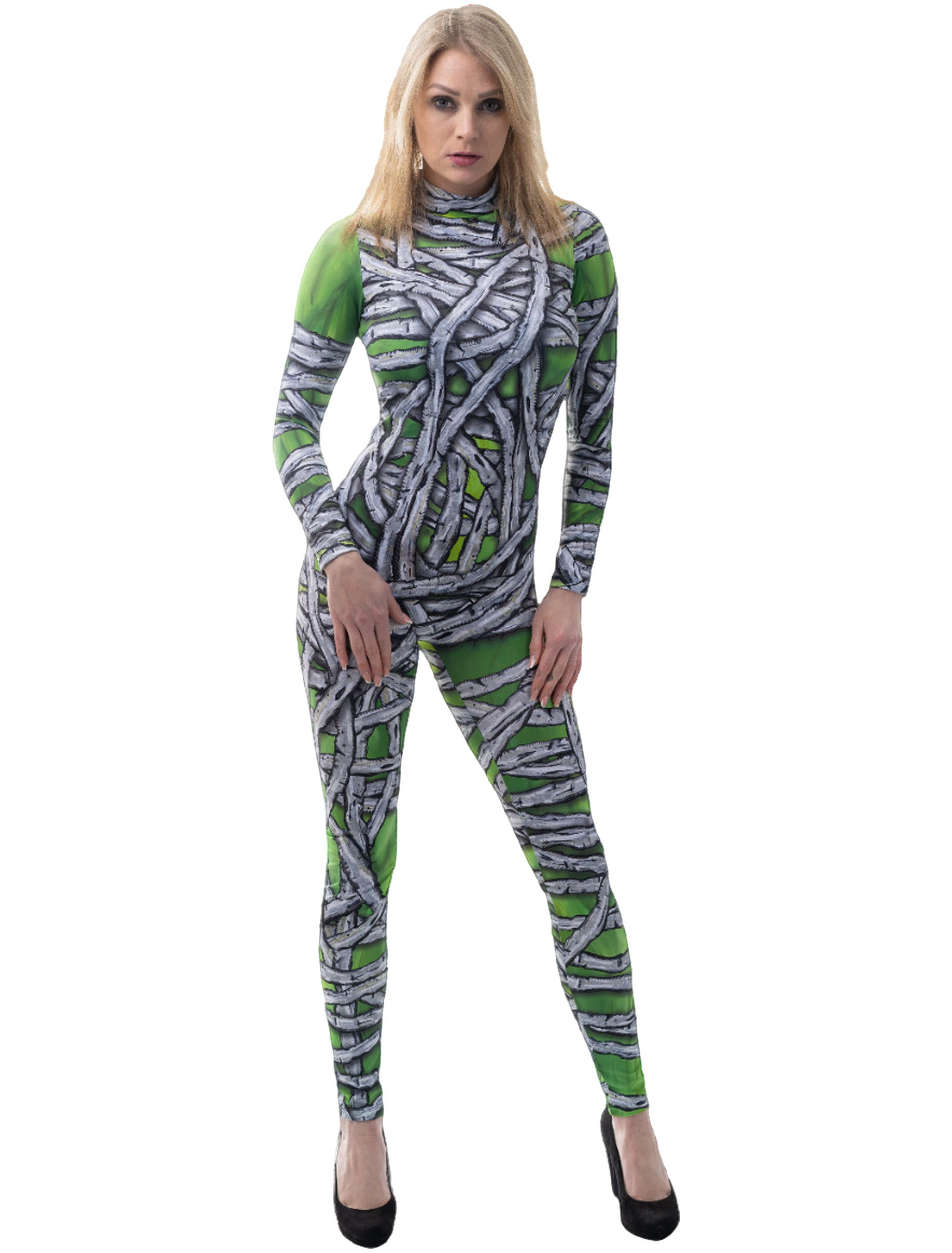 Jumpsuit Mumie Print Damen grün/weiß L/XL