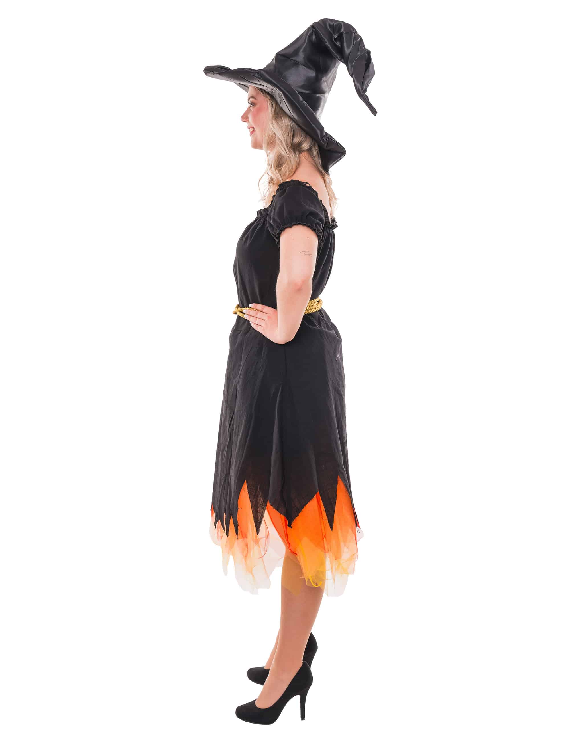 Kleid brennende Hexe schwarz XS